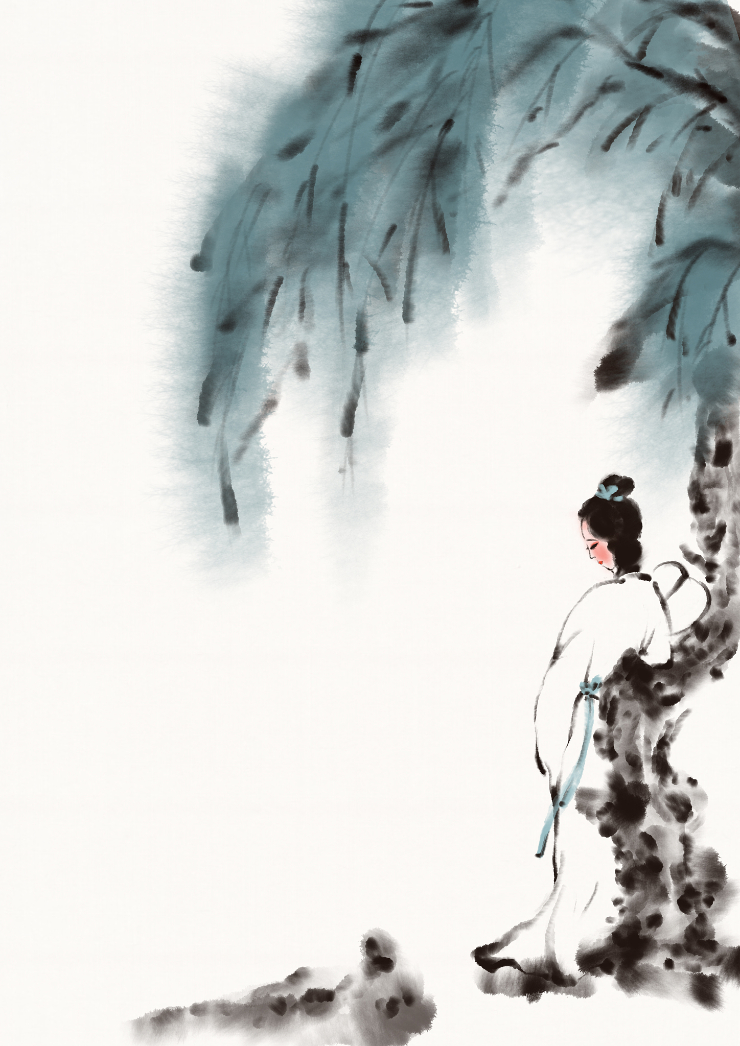 请用婉约和比喻的手法写一首诗描写女孩子的长发飘飘和杨柳细腰的曲线美用白居易的风格写另外用第二人称多用比喻