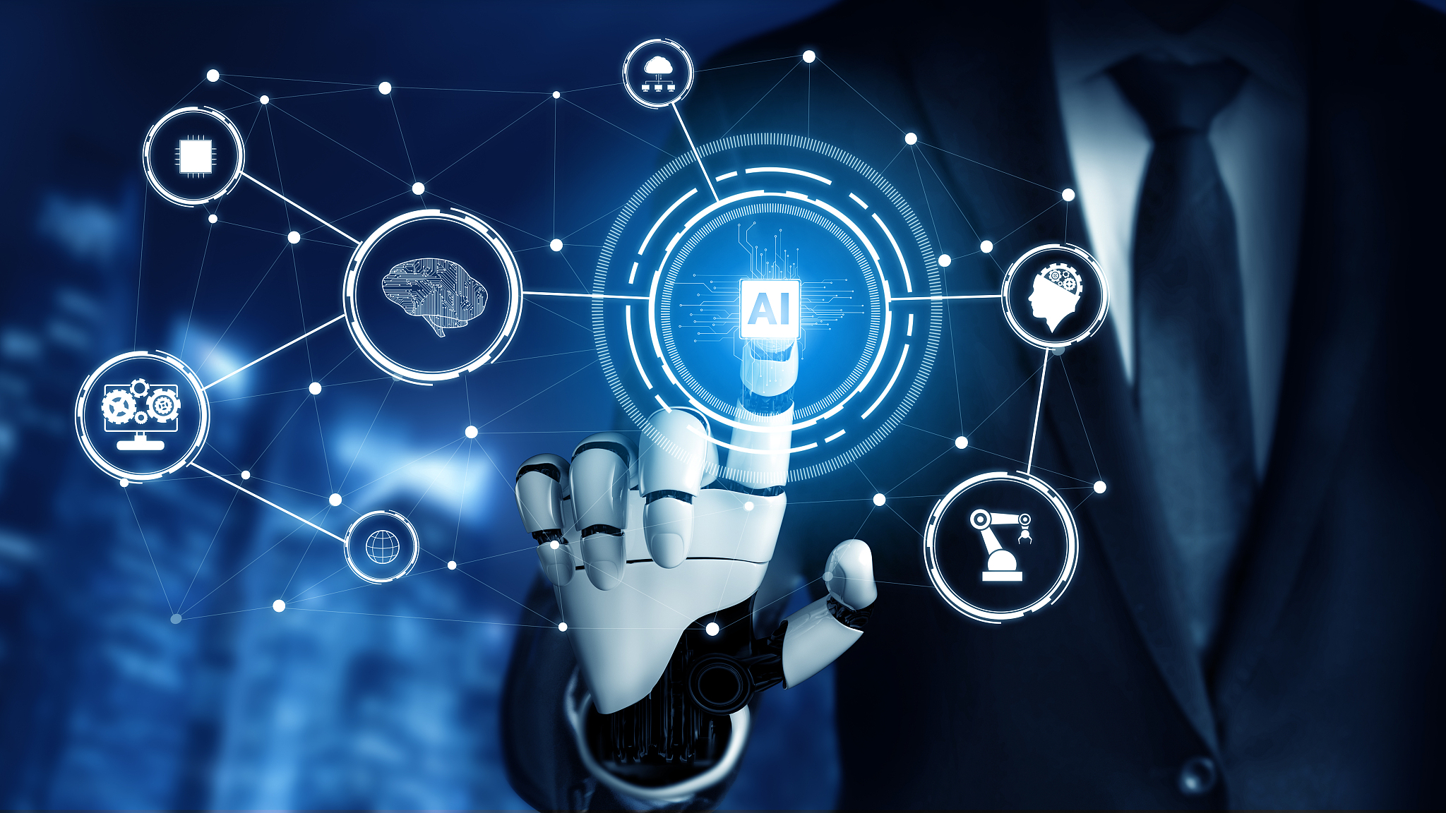 futuristic robot artificial intelligence concept.