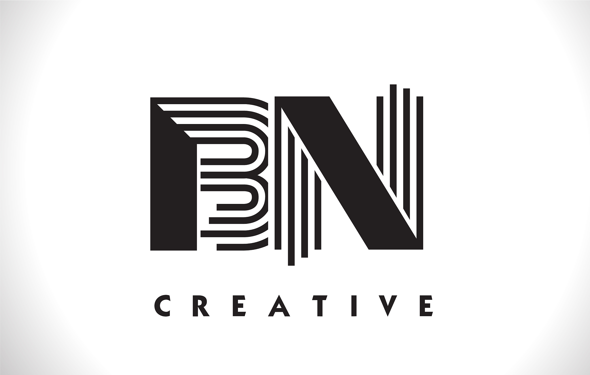 bn logo letter with black lines design line letter