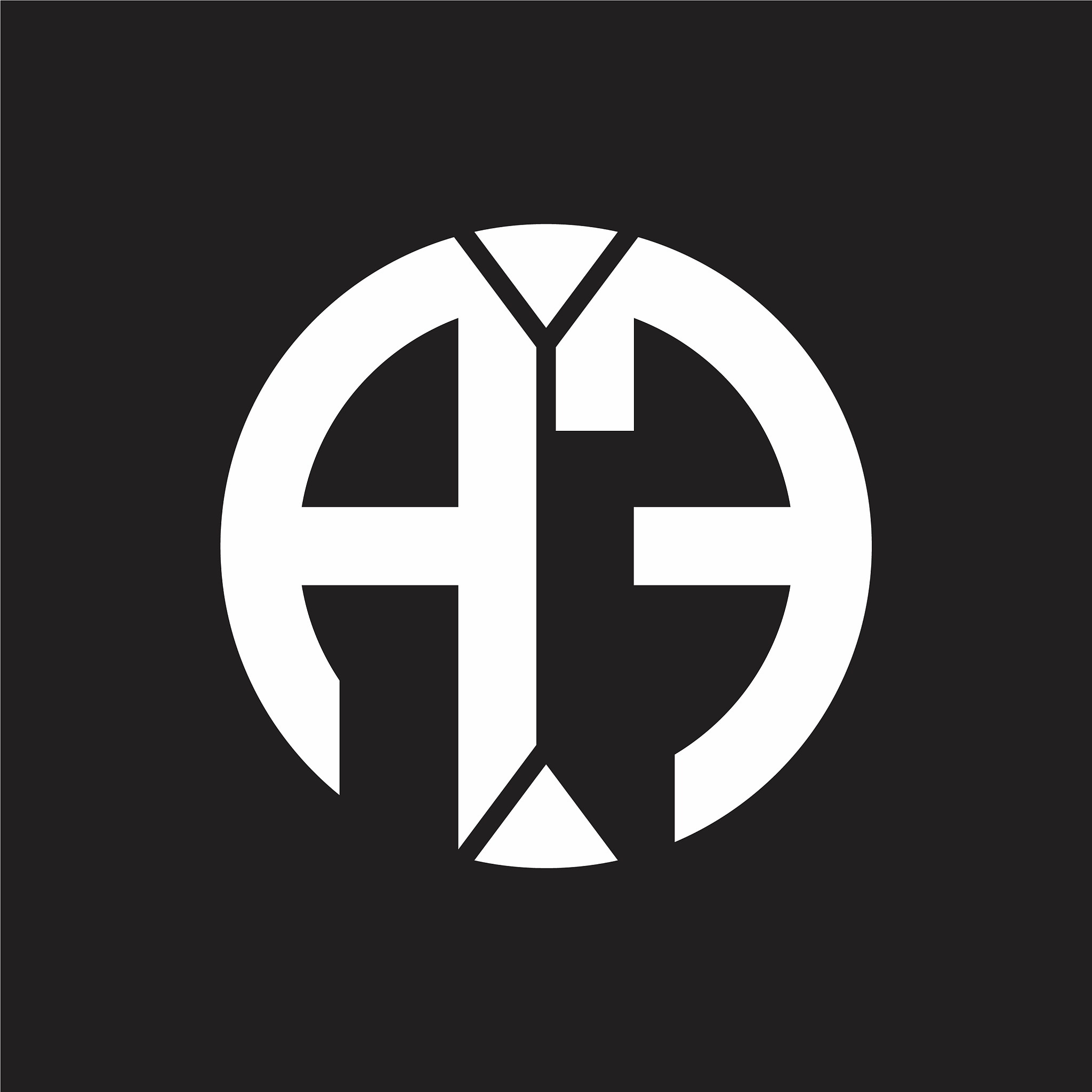 af logo monogram with piece circle ribbon style
