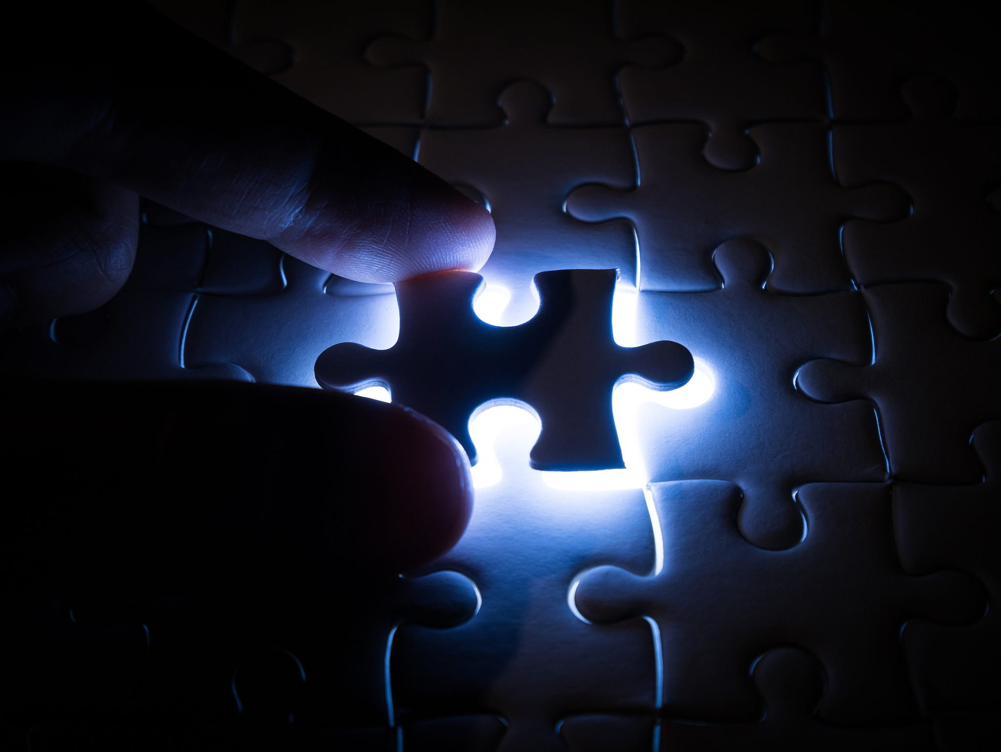 missing jigsaw puzzle piece with lighting, business concept for 