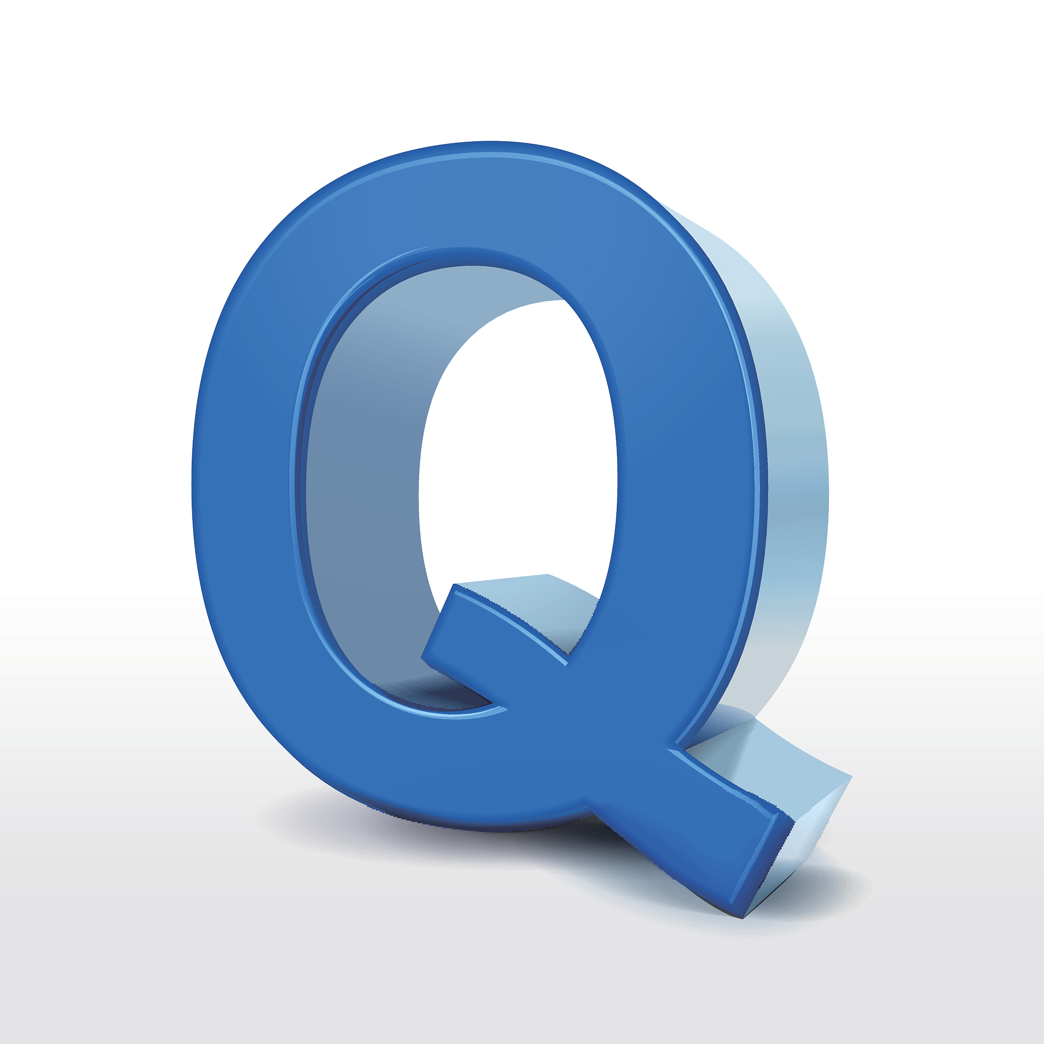 3d blue alphabet q