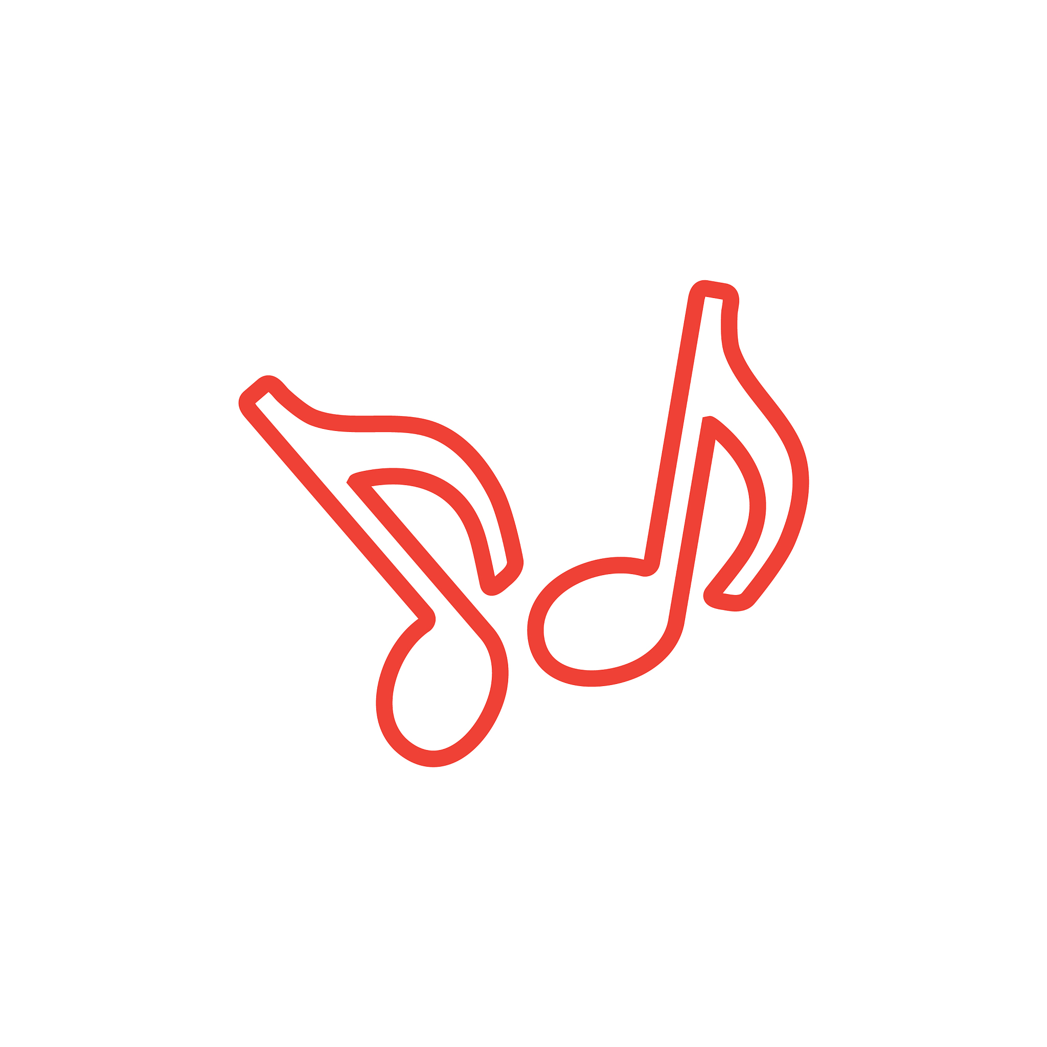 music note line red icon on white background red