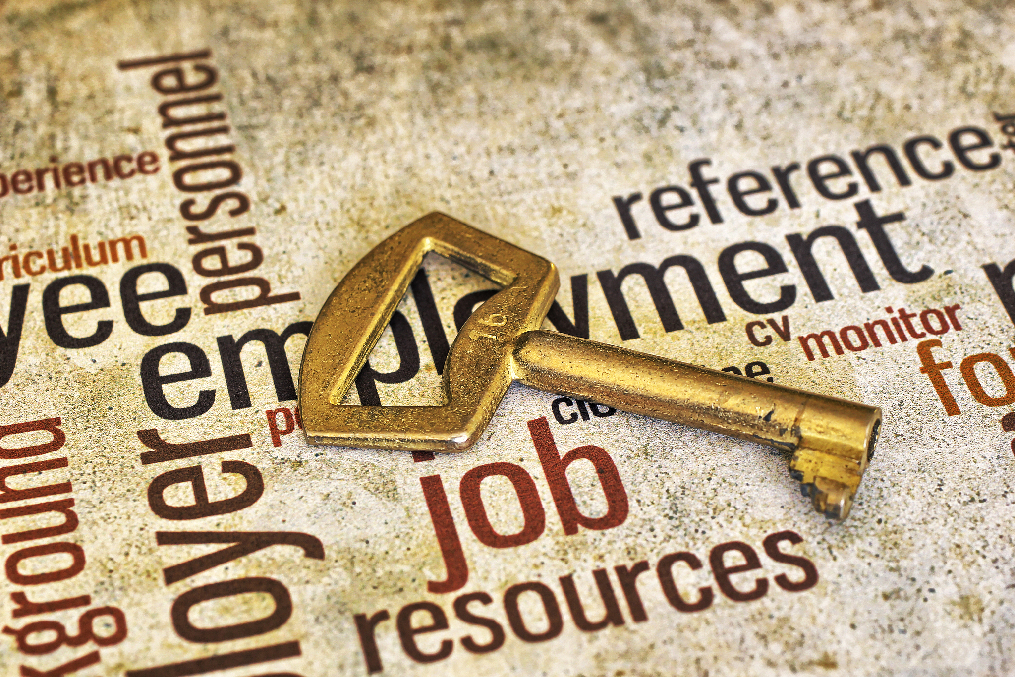 golden key on job text