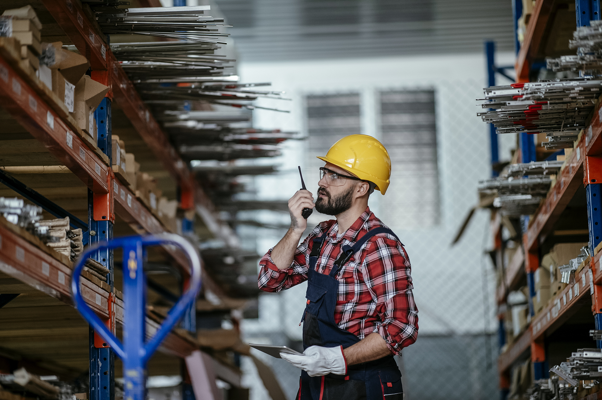 factory worker in warehouse stock photo