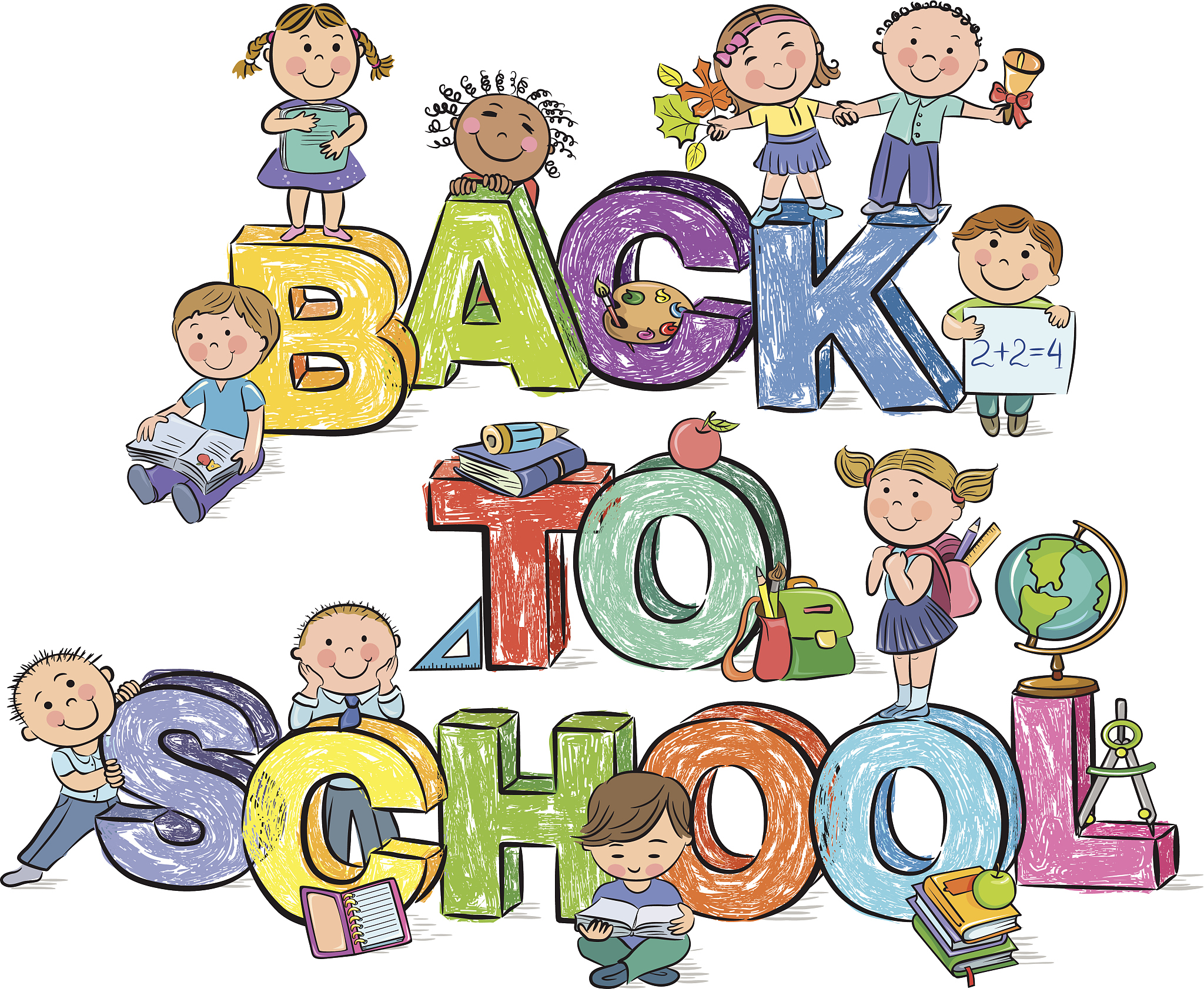 back to school funny letters and kids