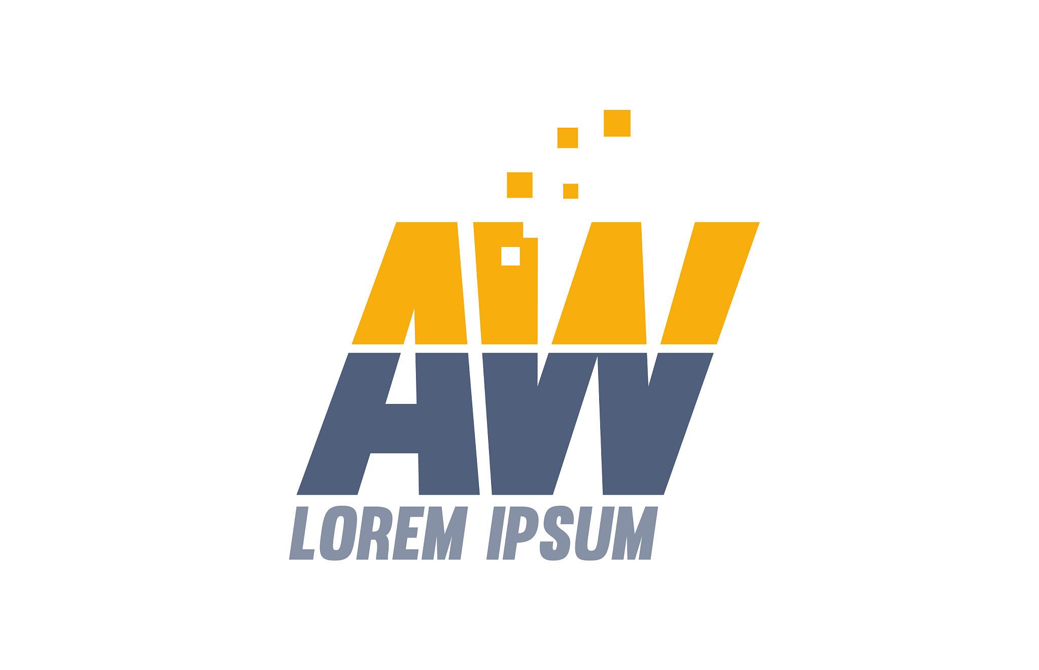 yellow blue aw a w alphabet letter logo company