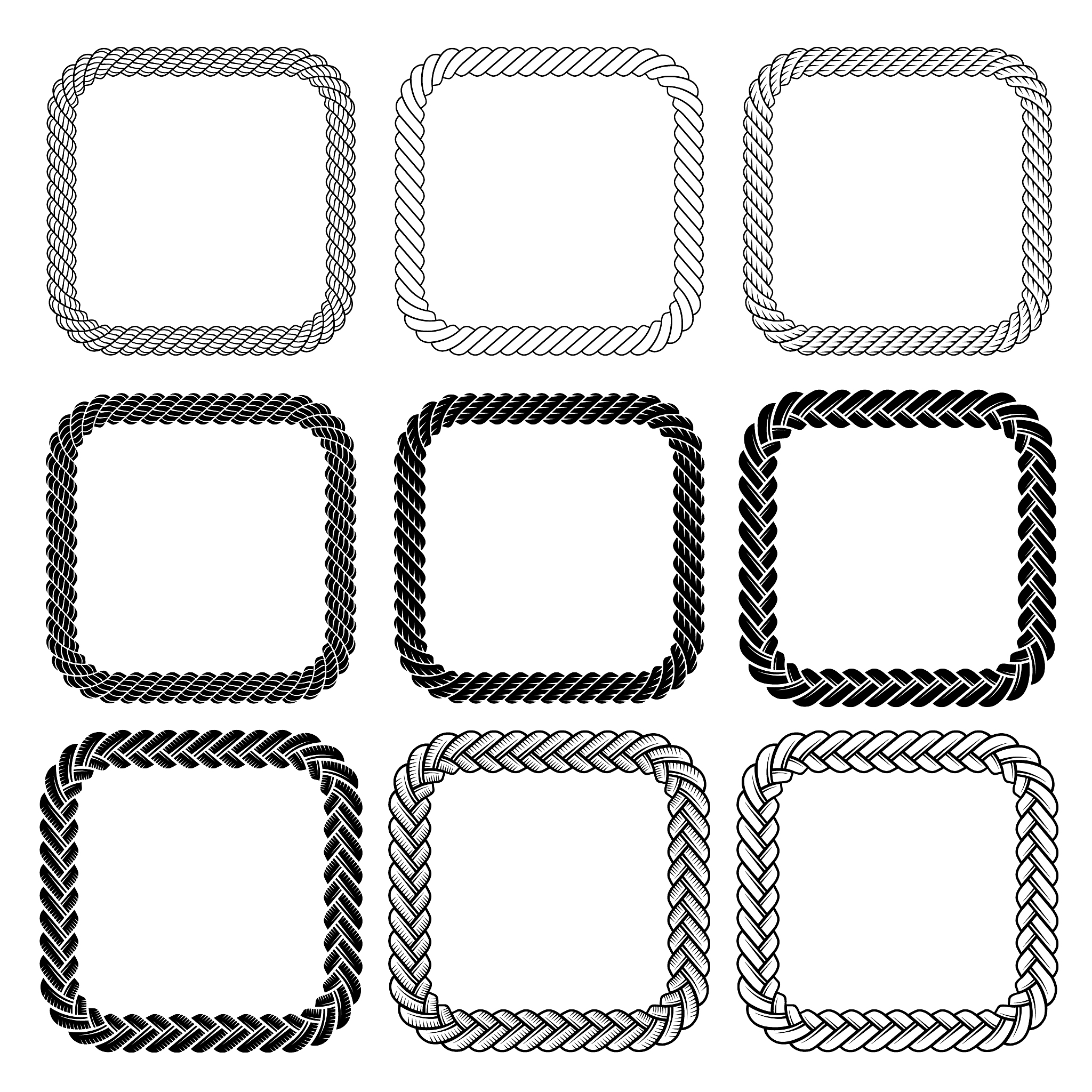 vintage rope border frame in vector