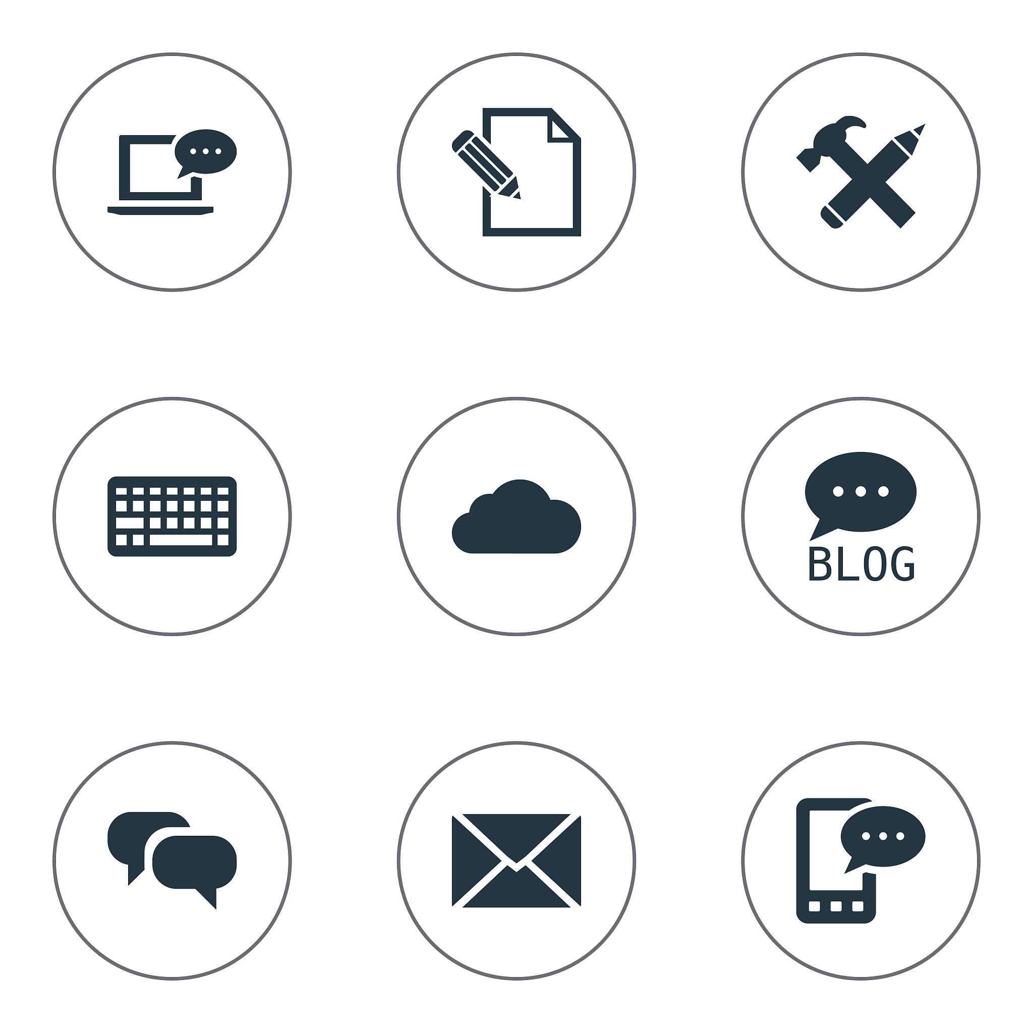 set of simple blogging icons