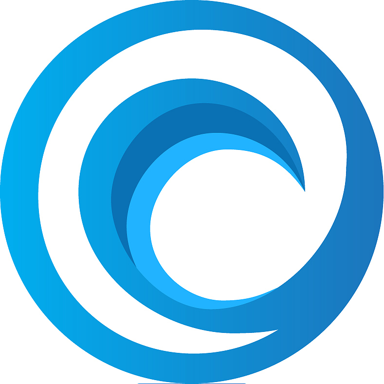 round wave water sign logo