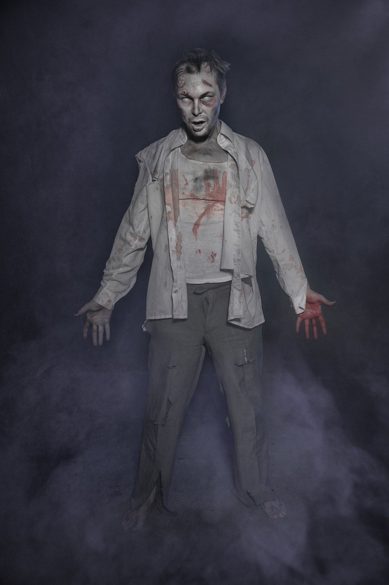 horror terrible zombie man. halloween scene