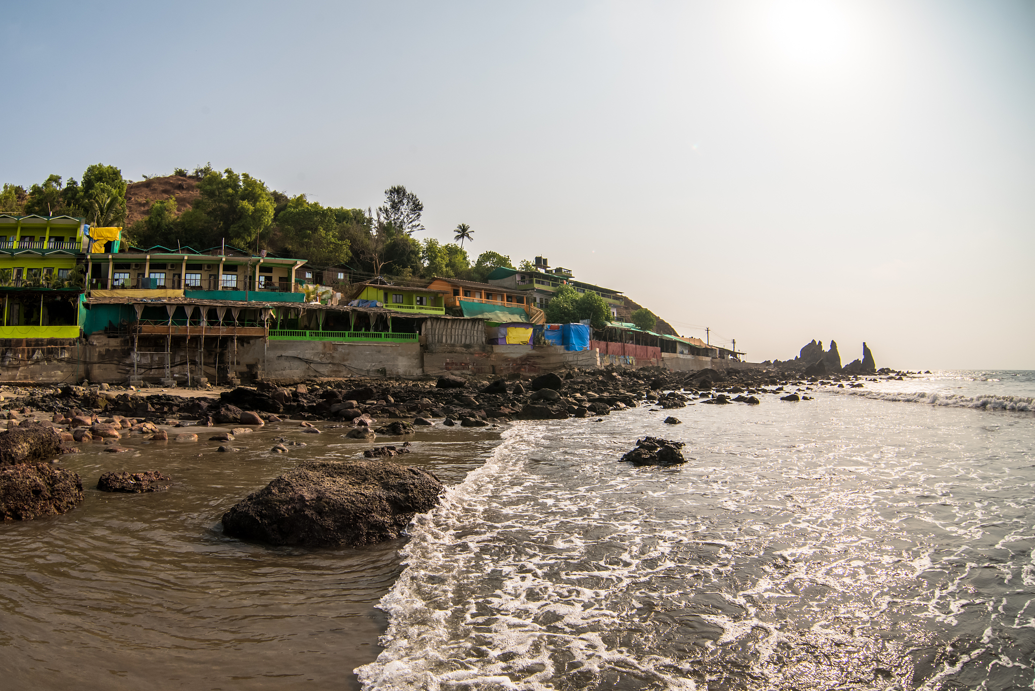 wave on tropical exotic beach at sunny day
