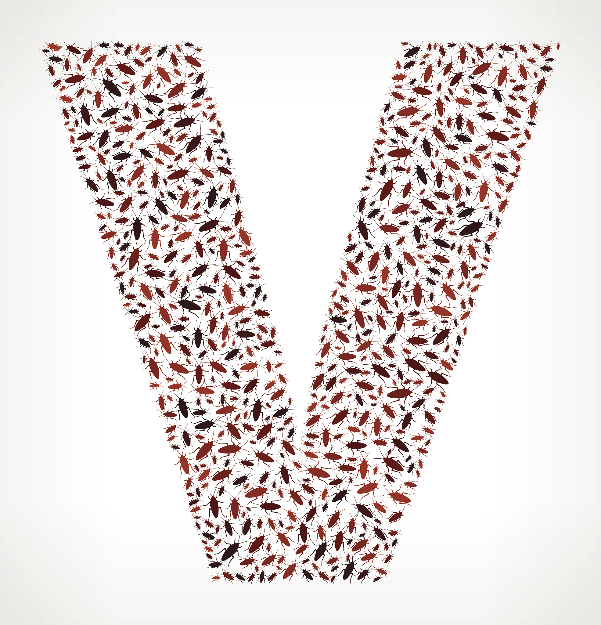 letter v cockroach pest control vector icons background