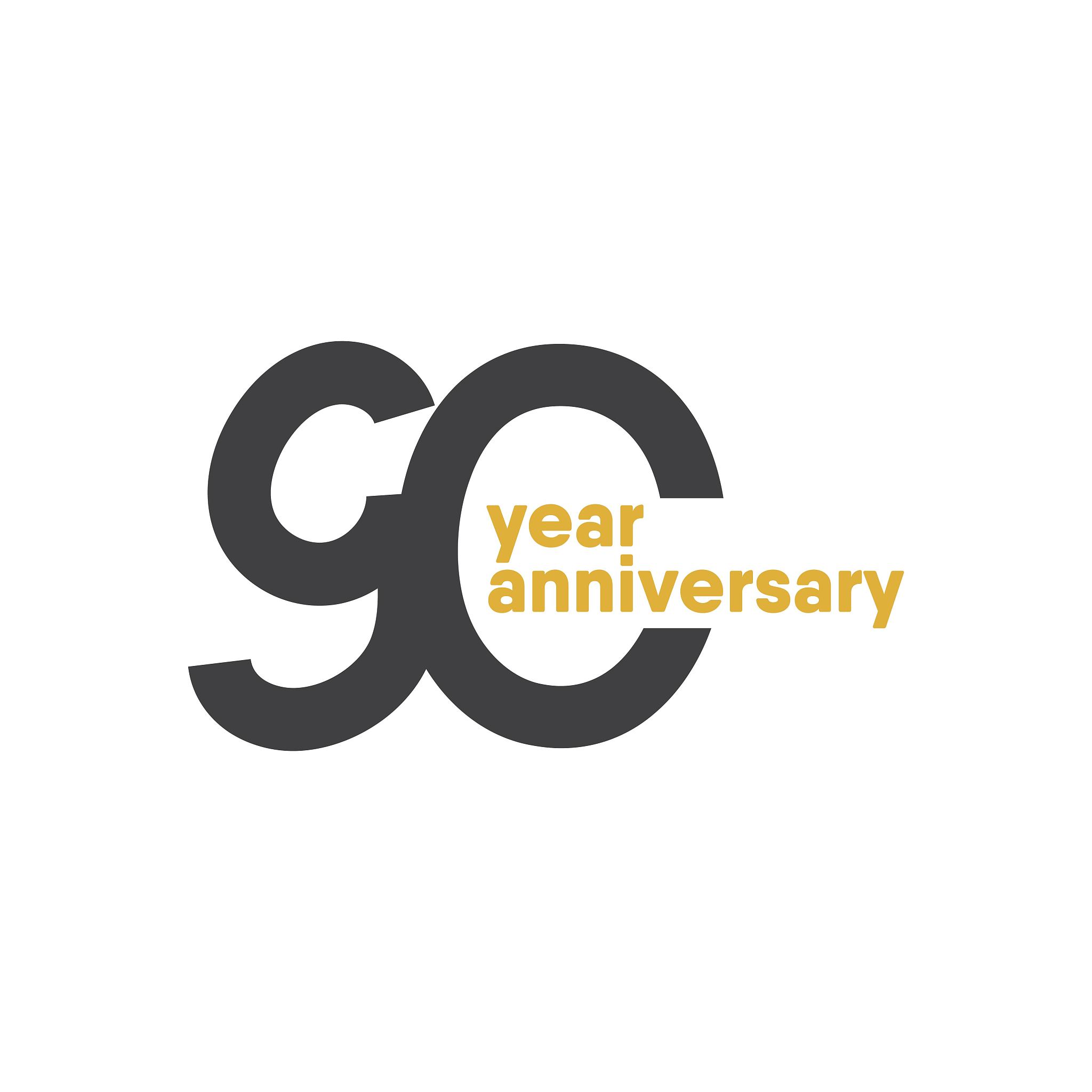 90 year anniversary vector template design illustration