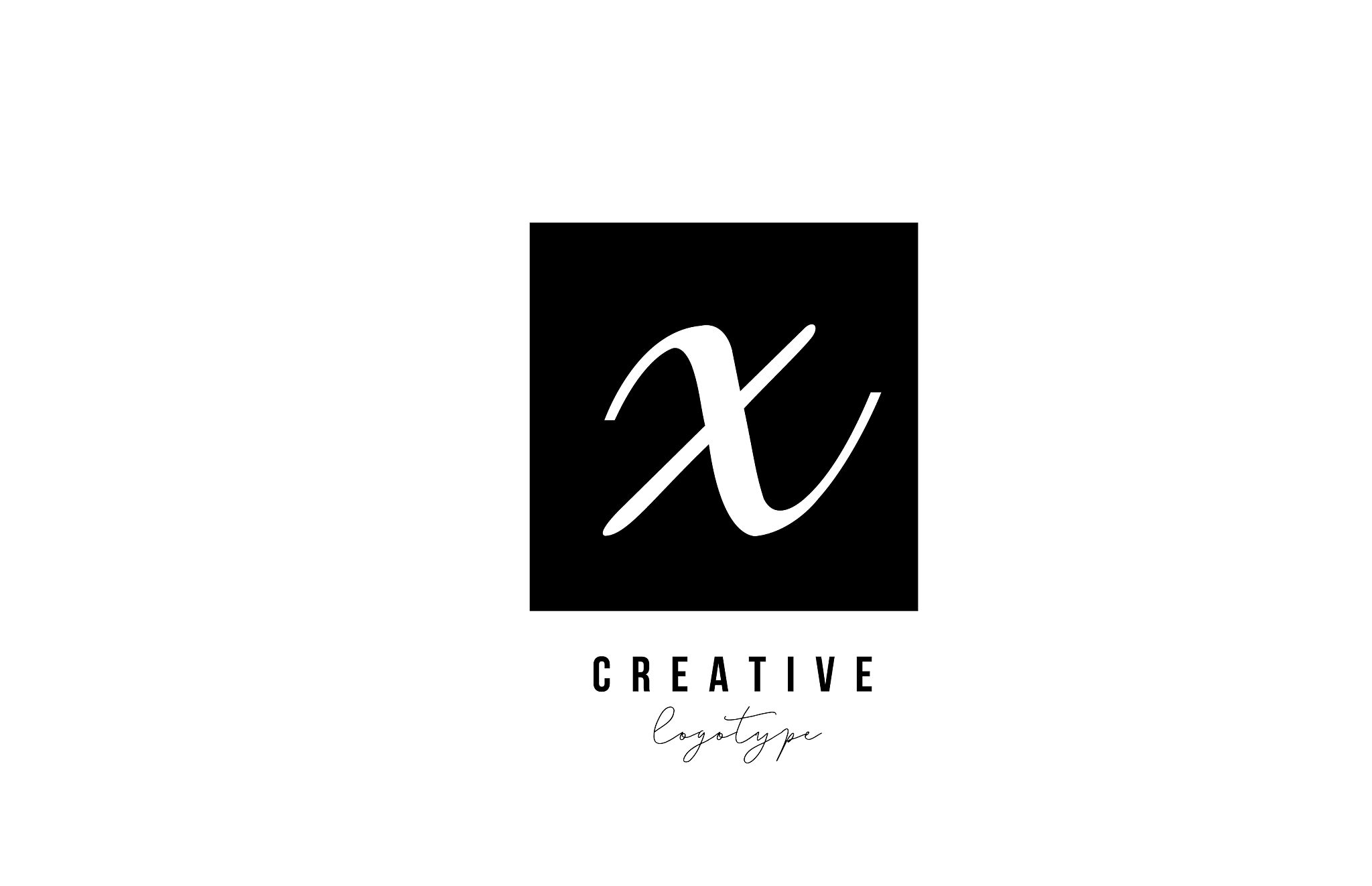 x simple black and white square alphabet letter