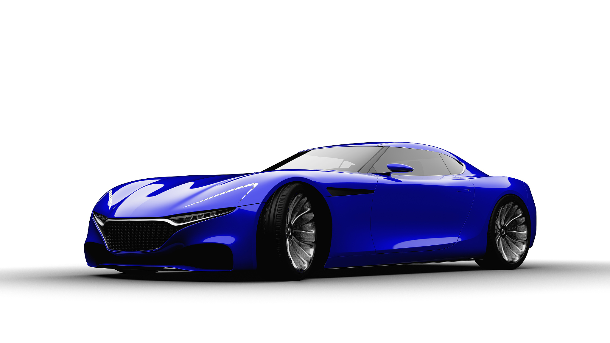 blue sportscar studio shot