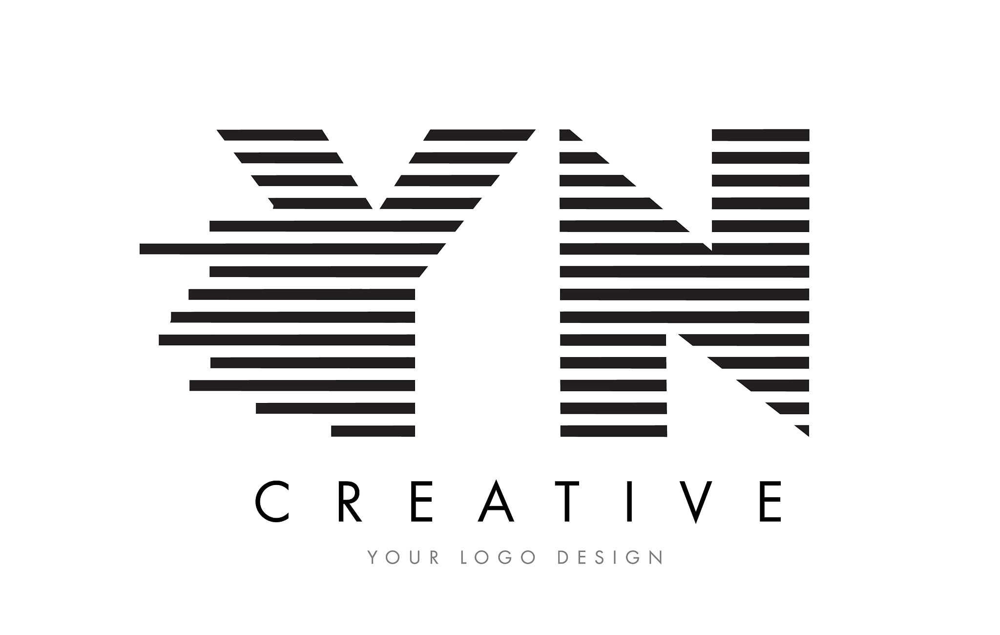 yn y n zebra letter logo design with black and