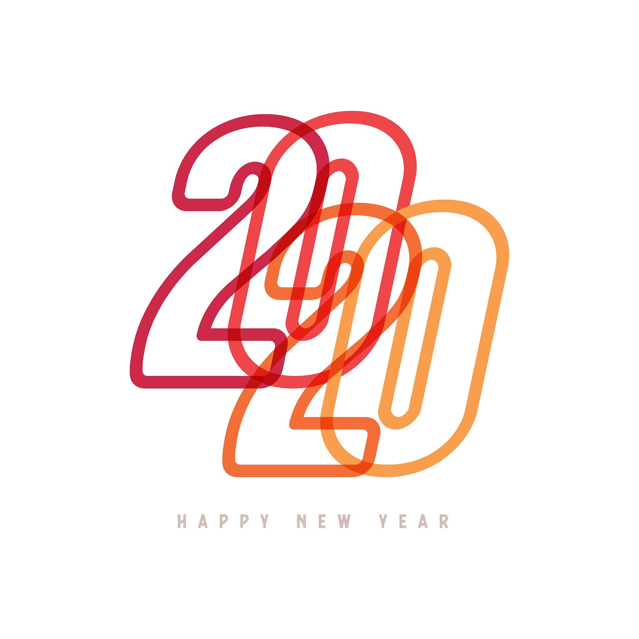 colorful happy new year 2020 text design.