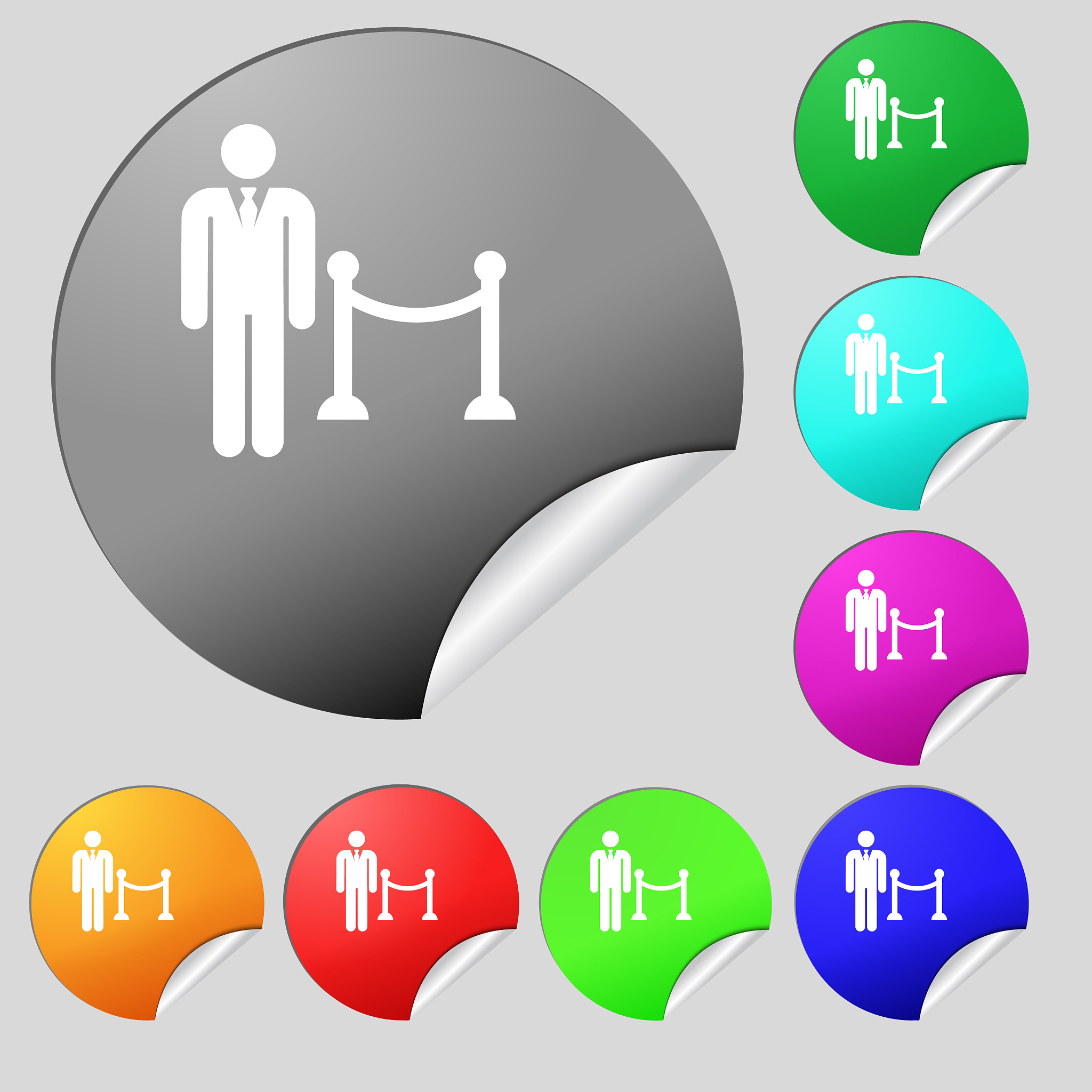 colorful icons and signs in the form of a button