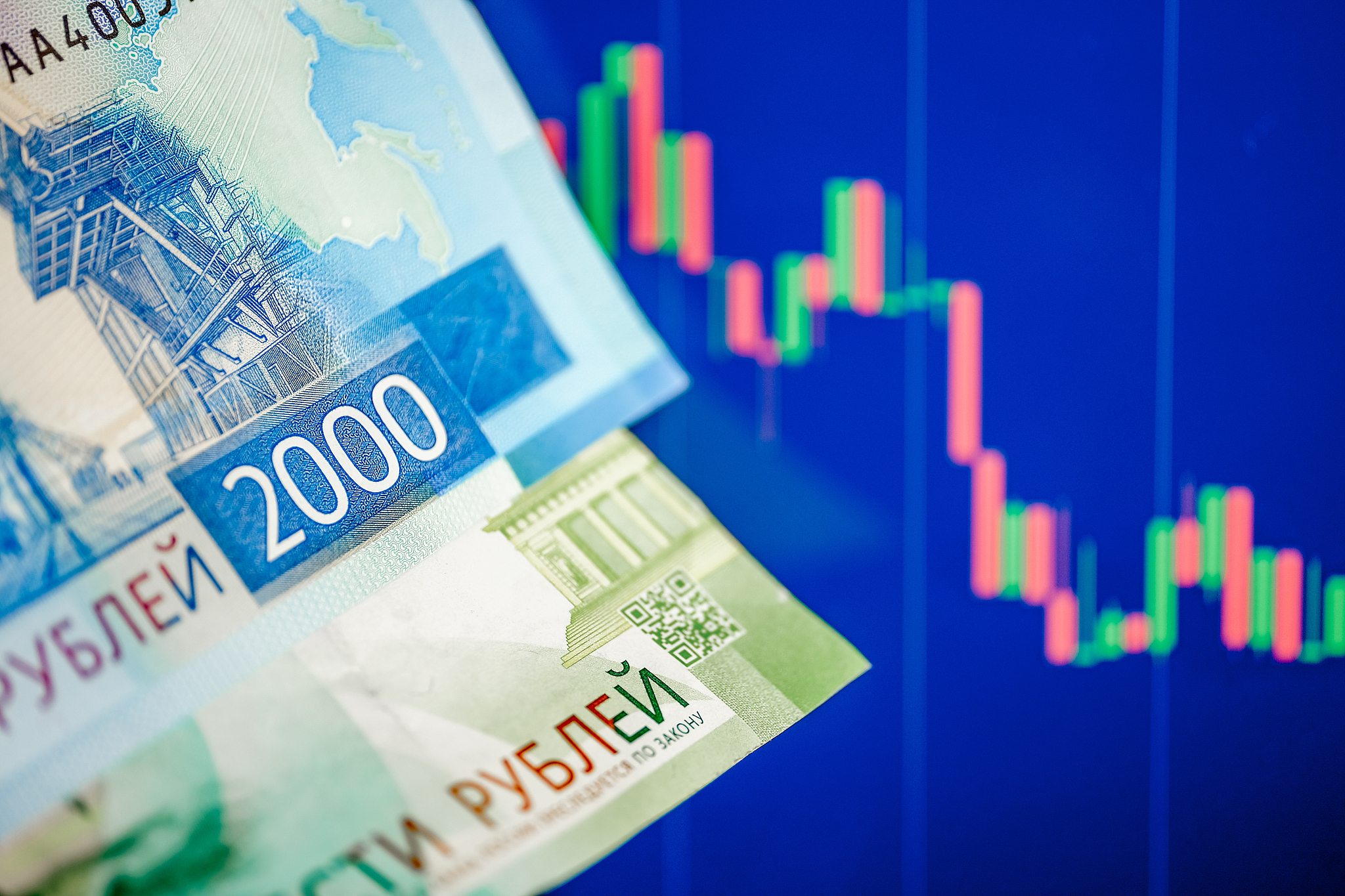 the concept of the fall of the ruble. two thousand rubles bill o