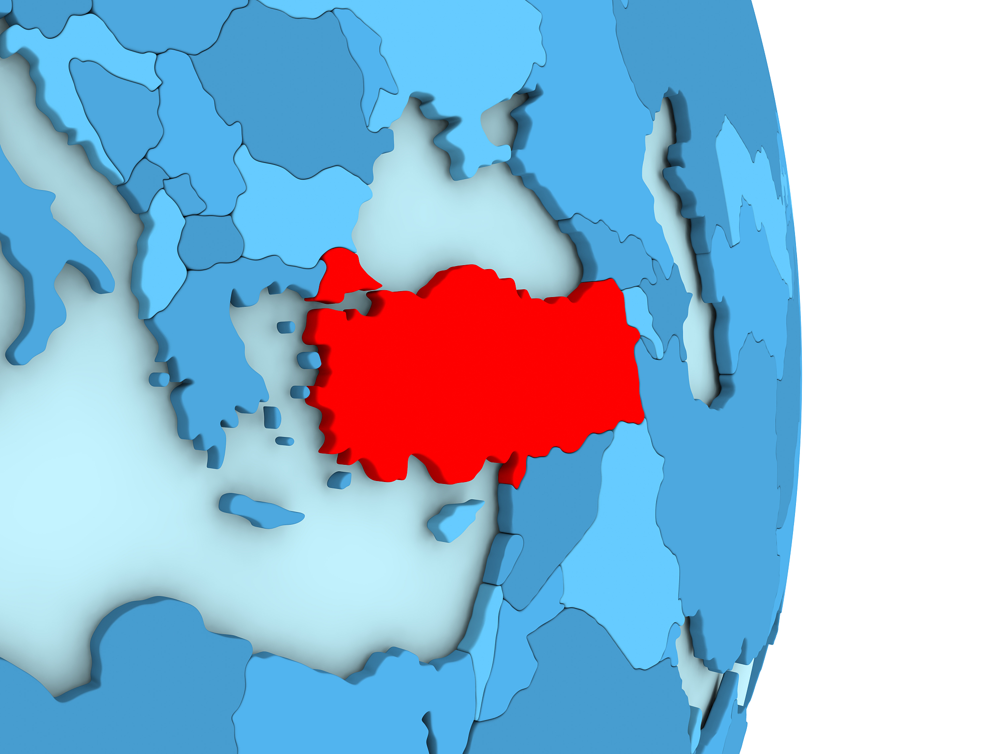 turkey on blue political globe