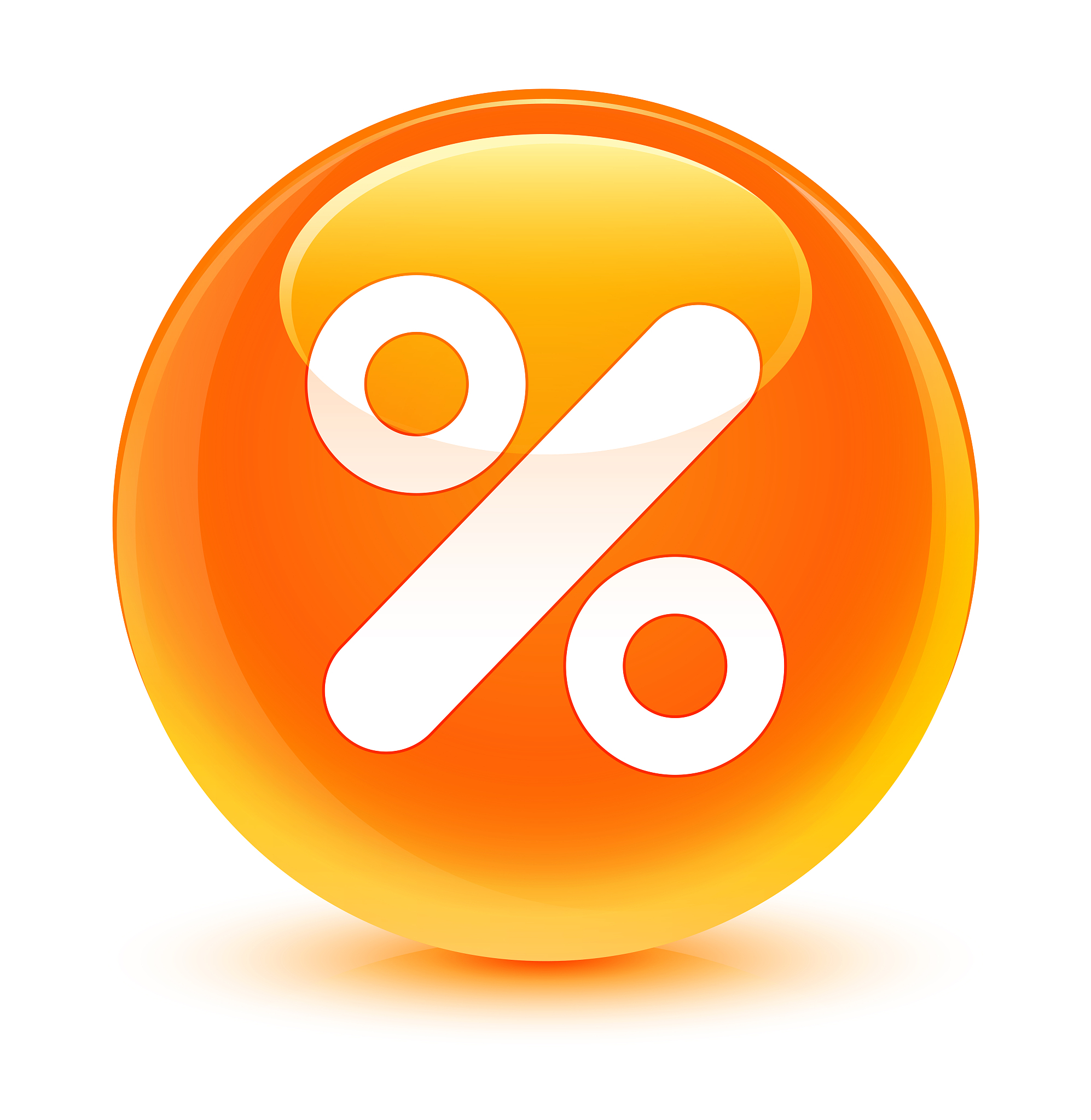 discount icon glassy orange round button