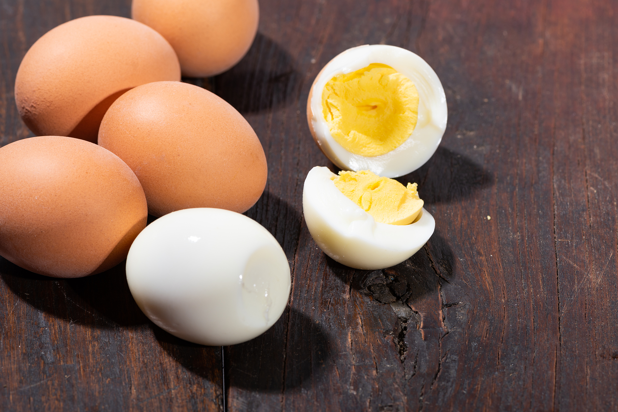 the cooked eggs are on the table.