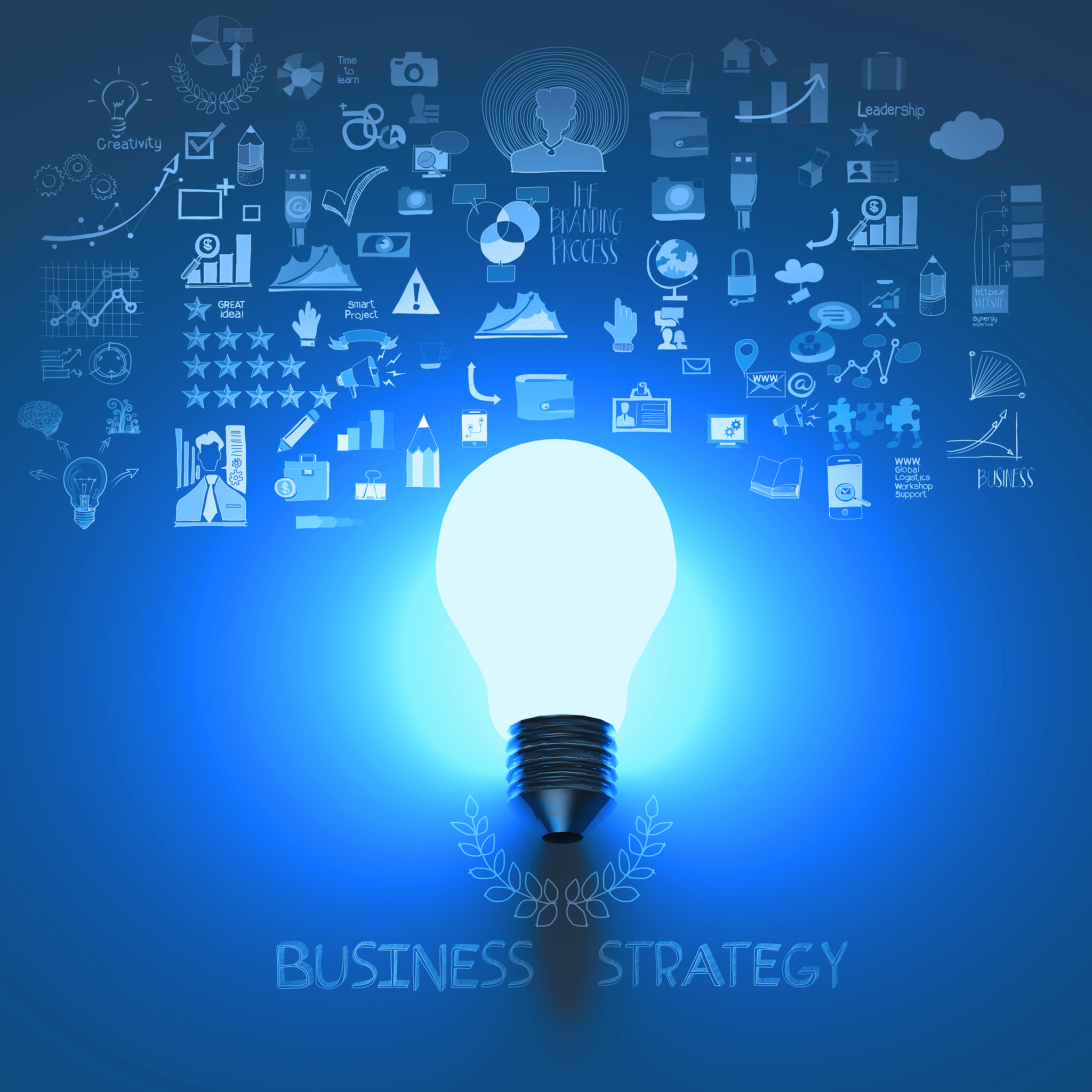 light bulb 3d on business strategy background
