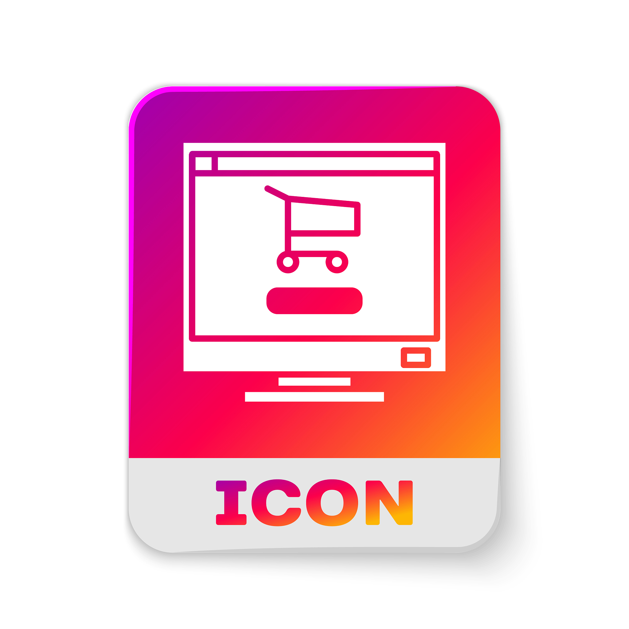 white shopping cart on screen computer icon