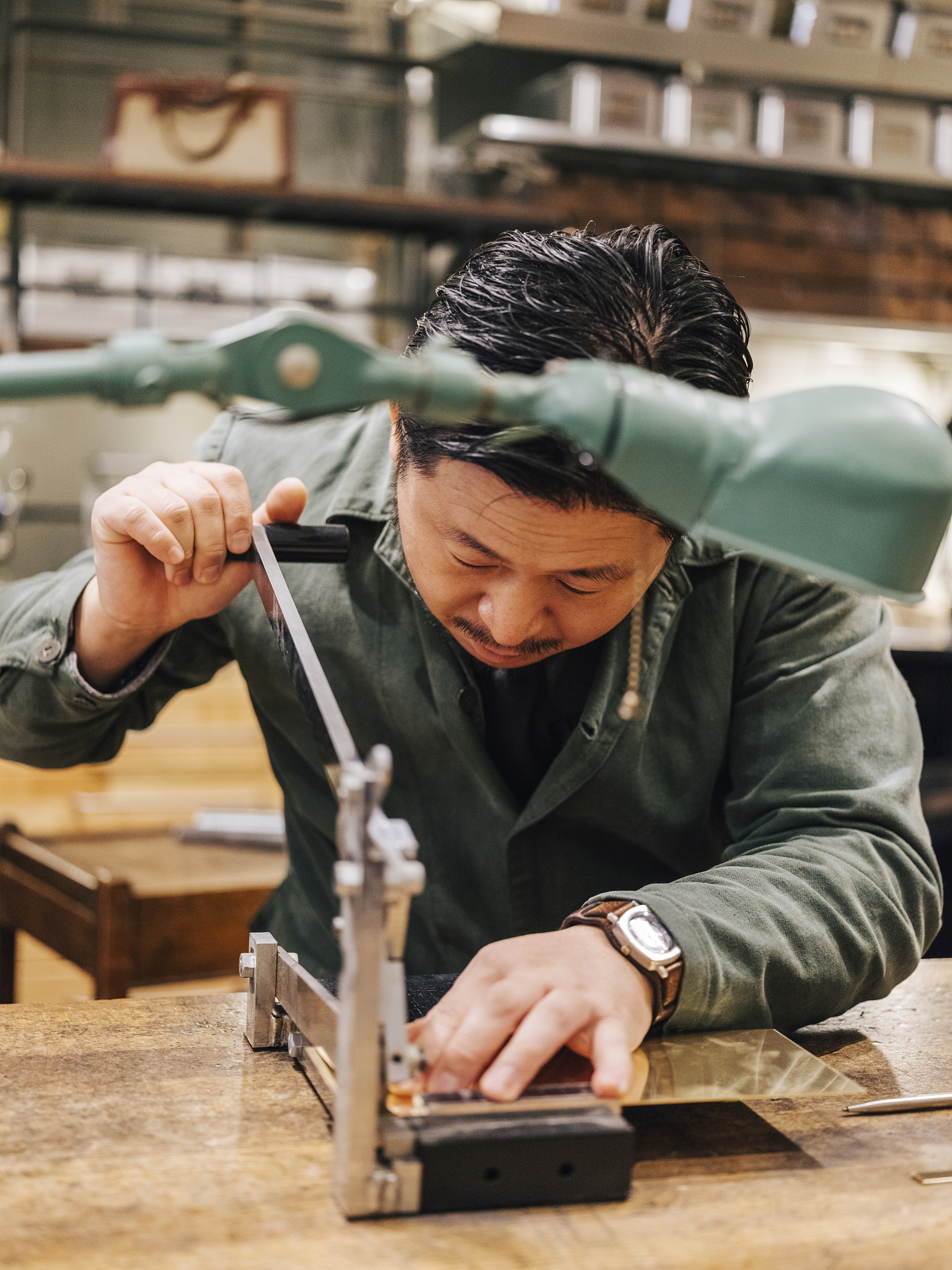 japan watchmaker in his workshop