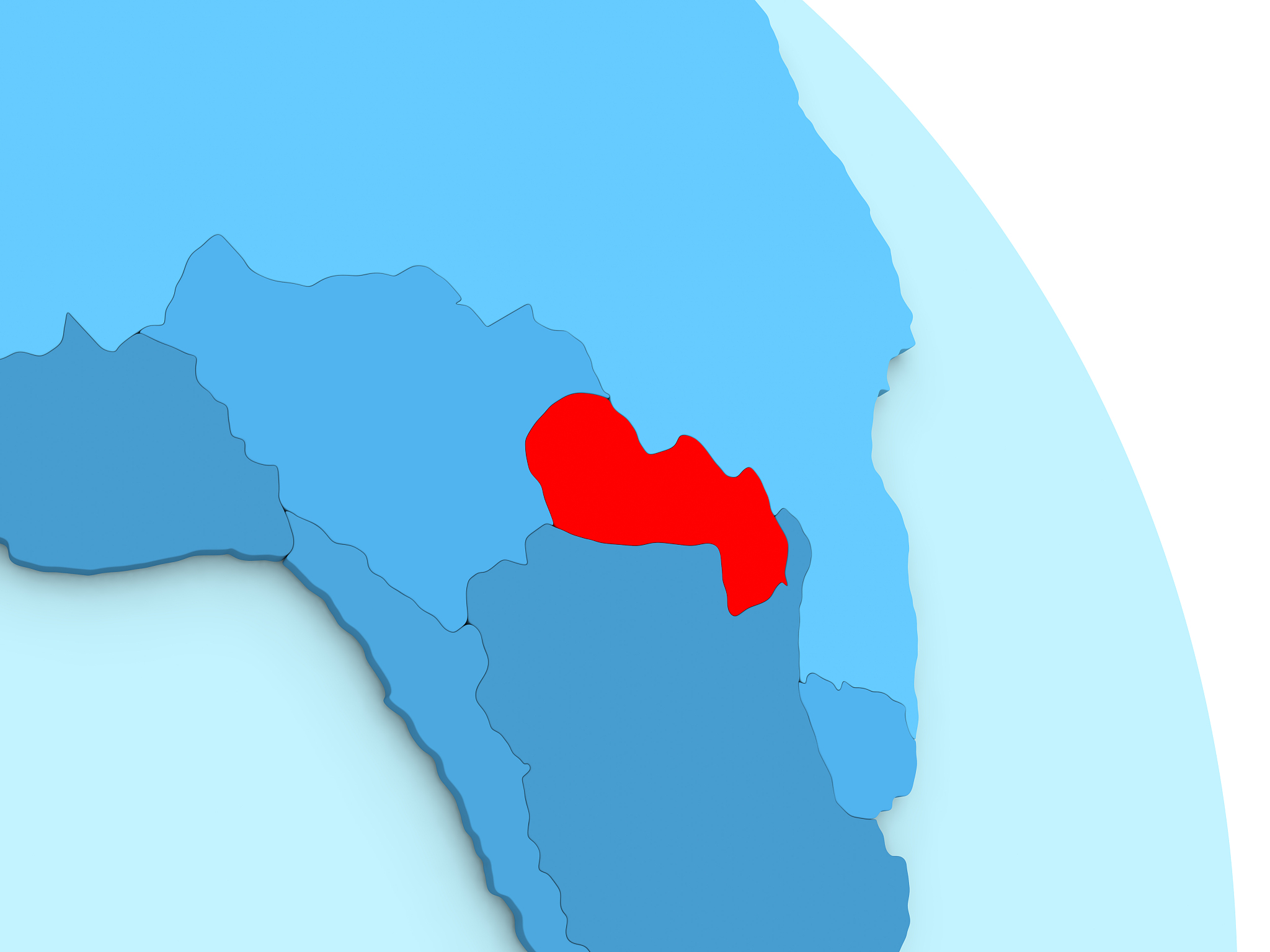paraguay on blue political globe