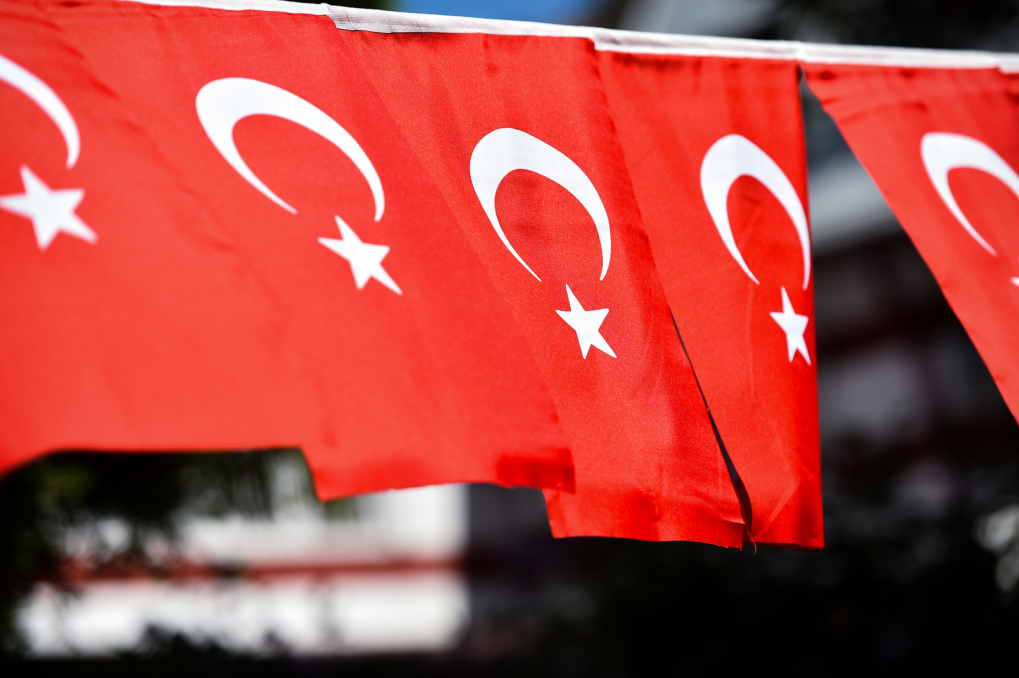 several turkey flags are seen during the country's national day