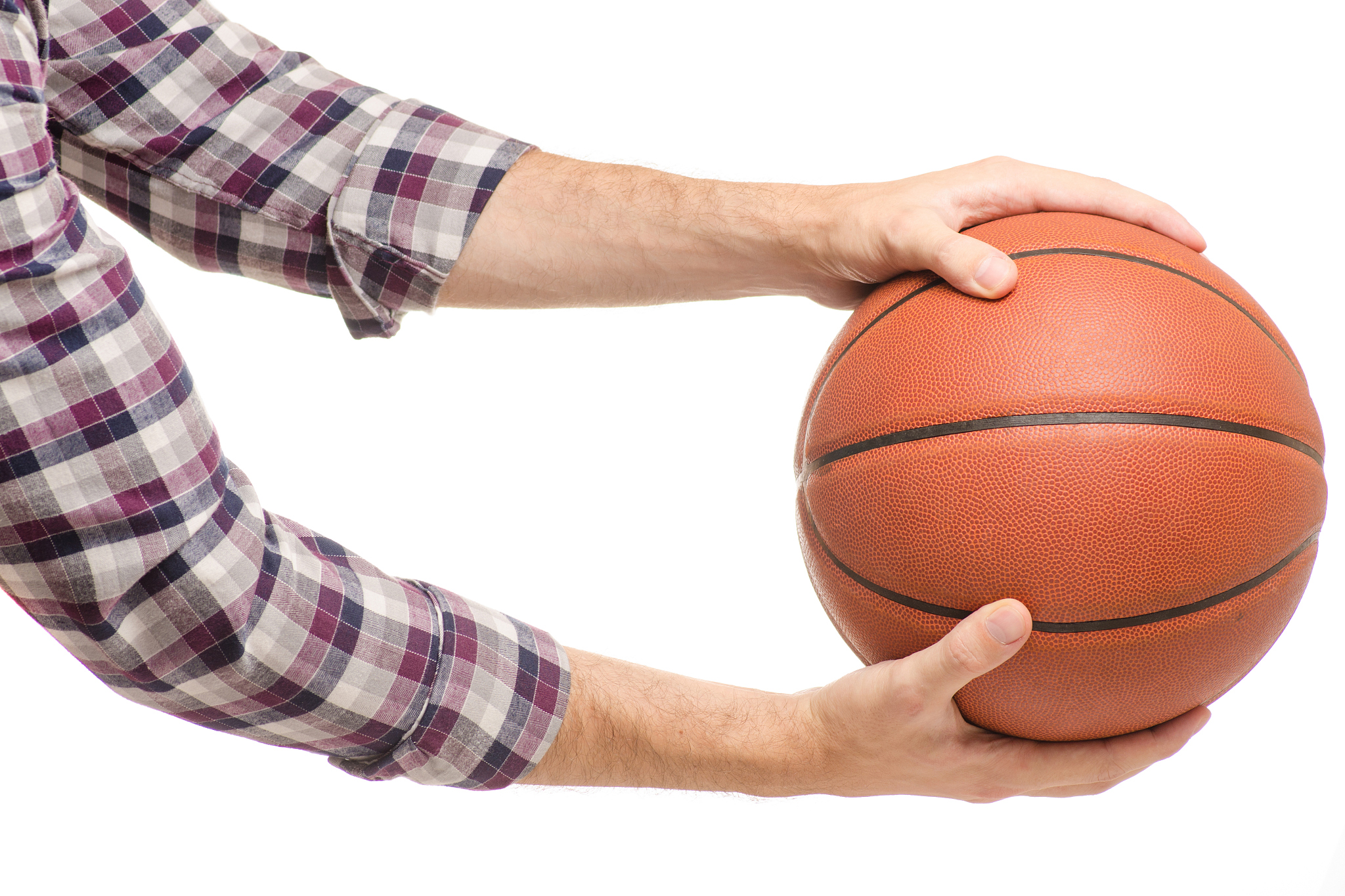 basketball in men's hands