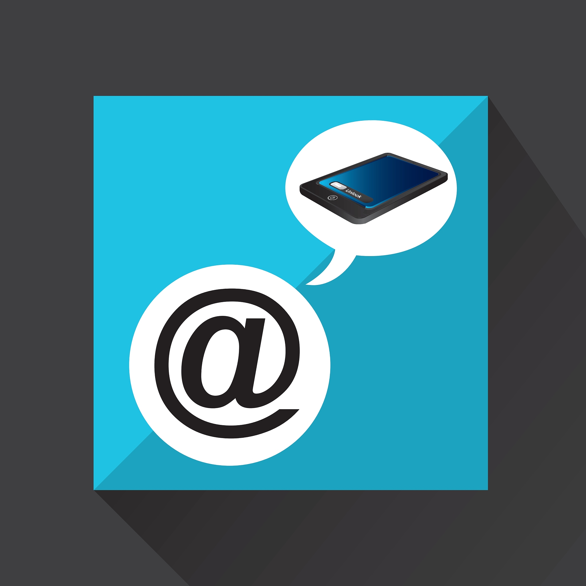 smartphone blue screen unlock icon mail at