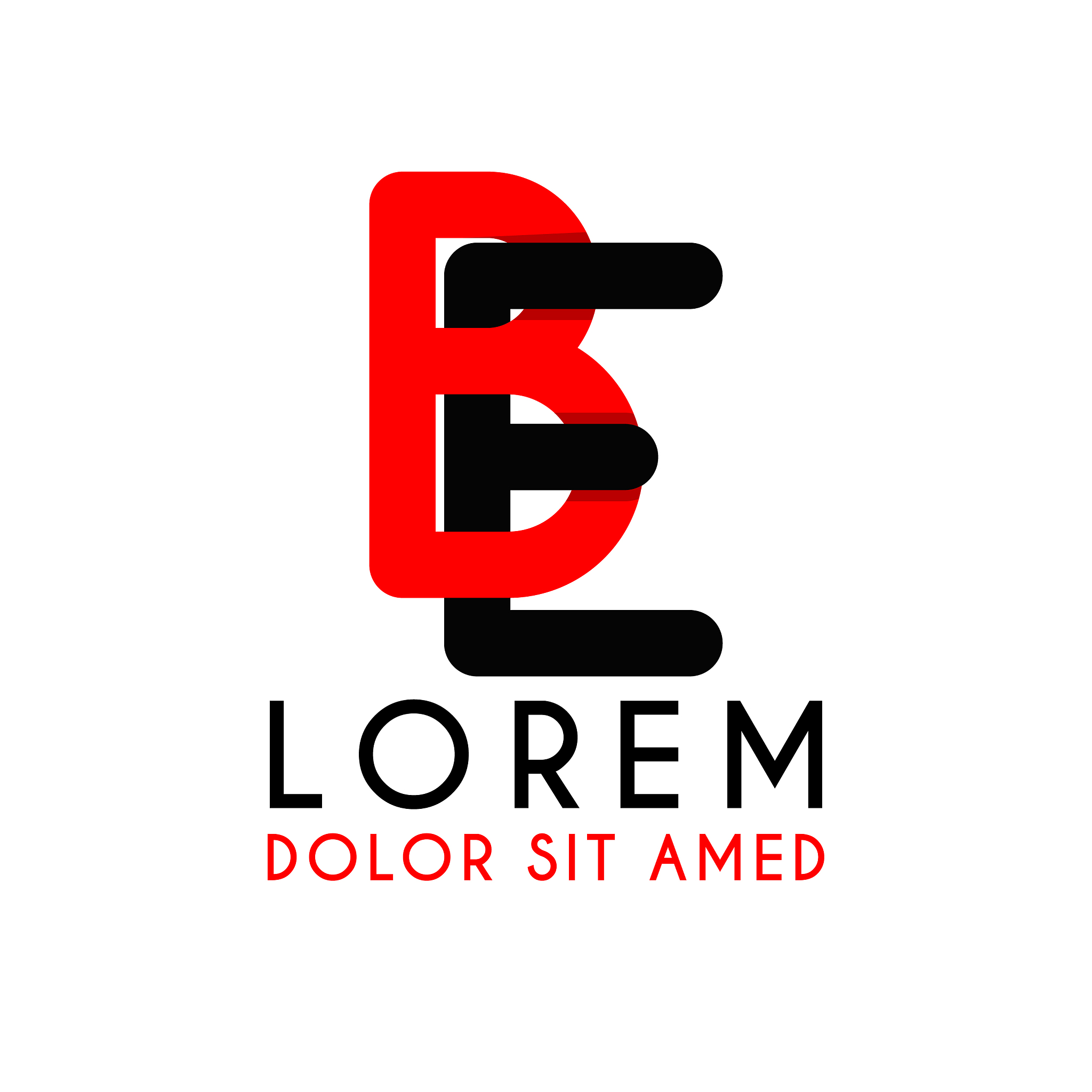 initial letter eb with red black and has rounded
