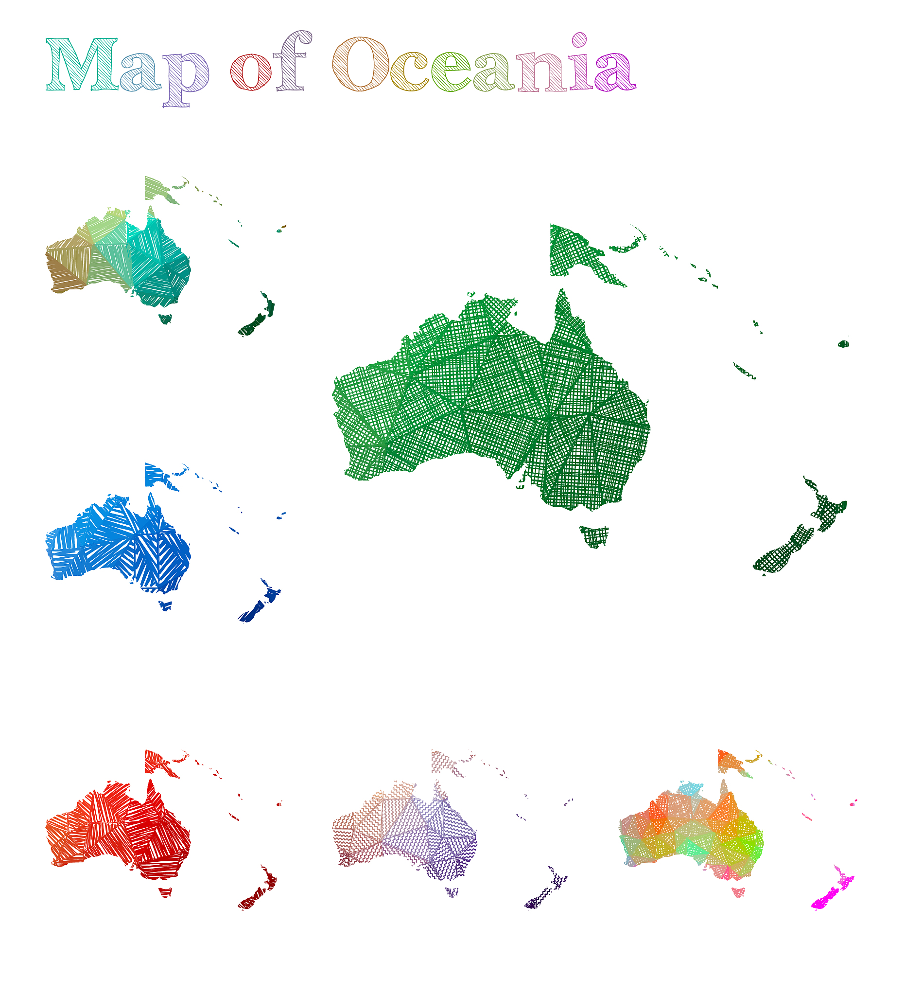 hand-drawn map of oceania.