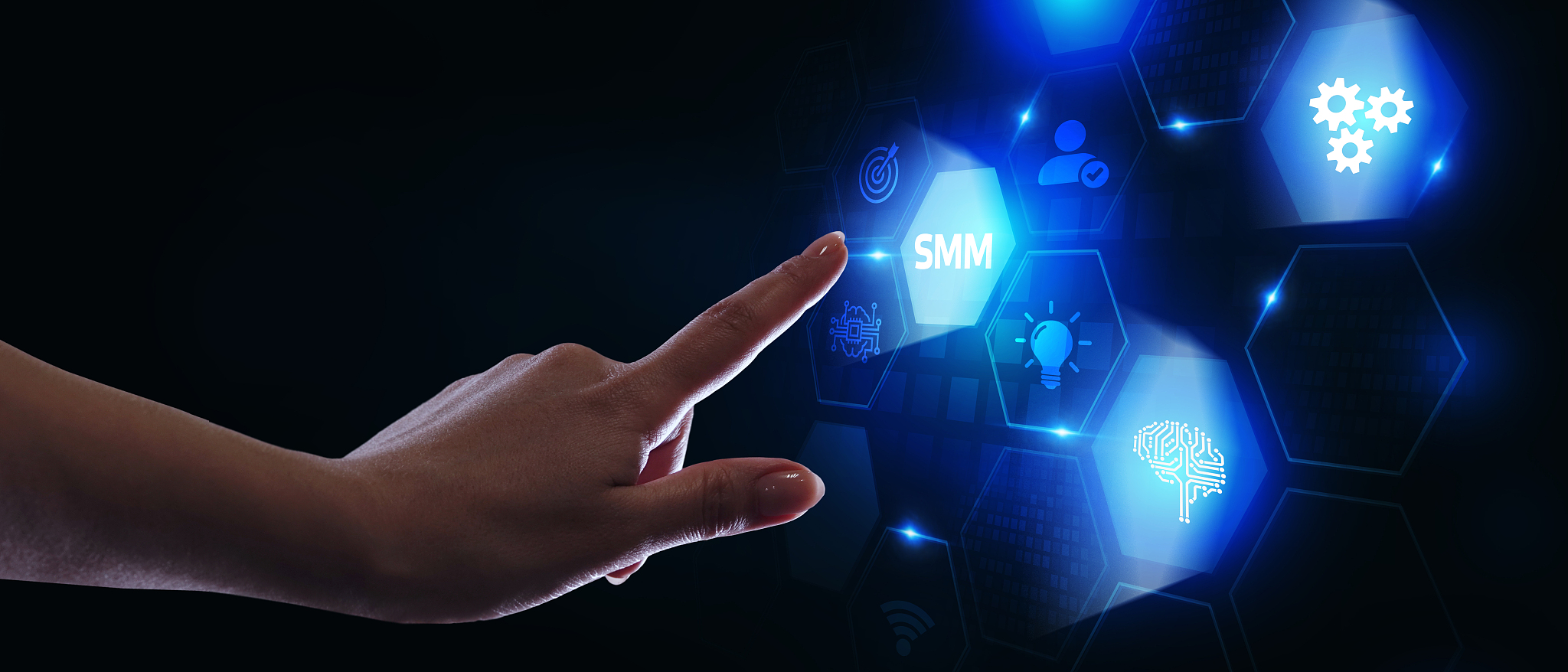 business, technology, internet and network concept. smm social m