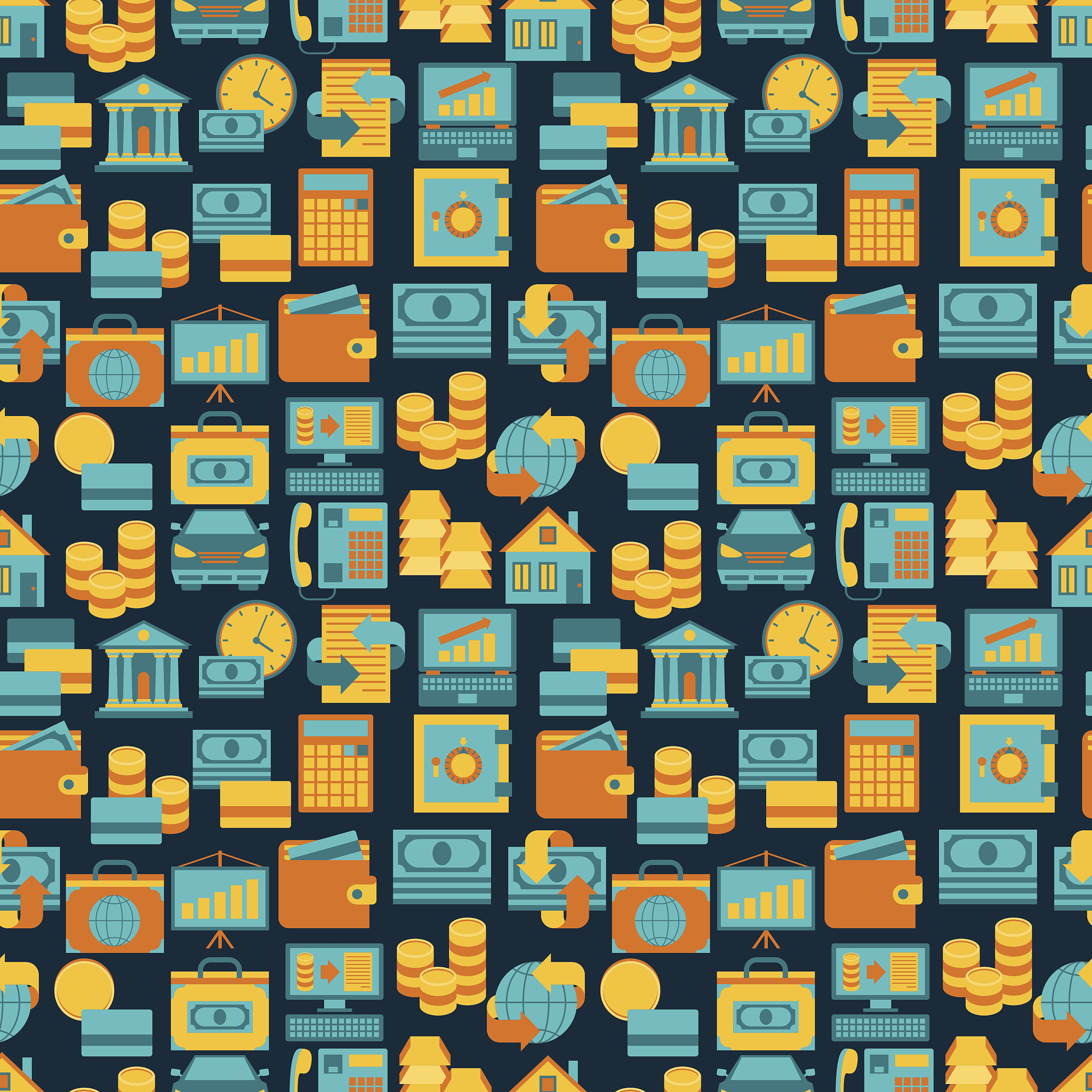 seamless pattern of banking icons.