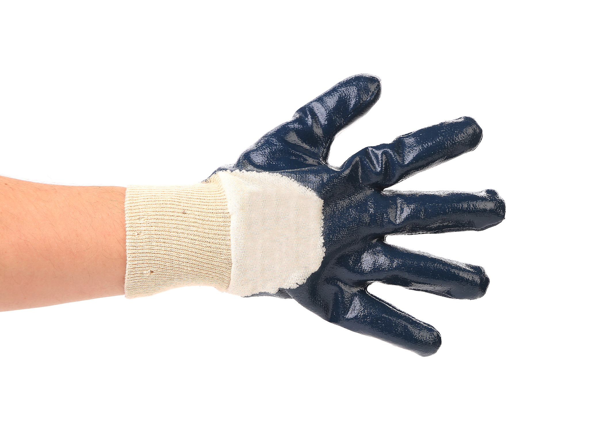 hand shows five in rubber glove.
