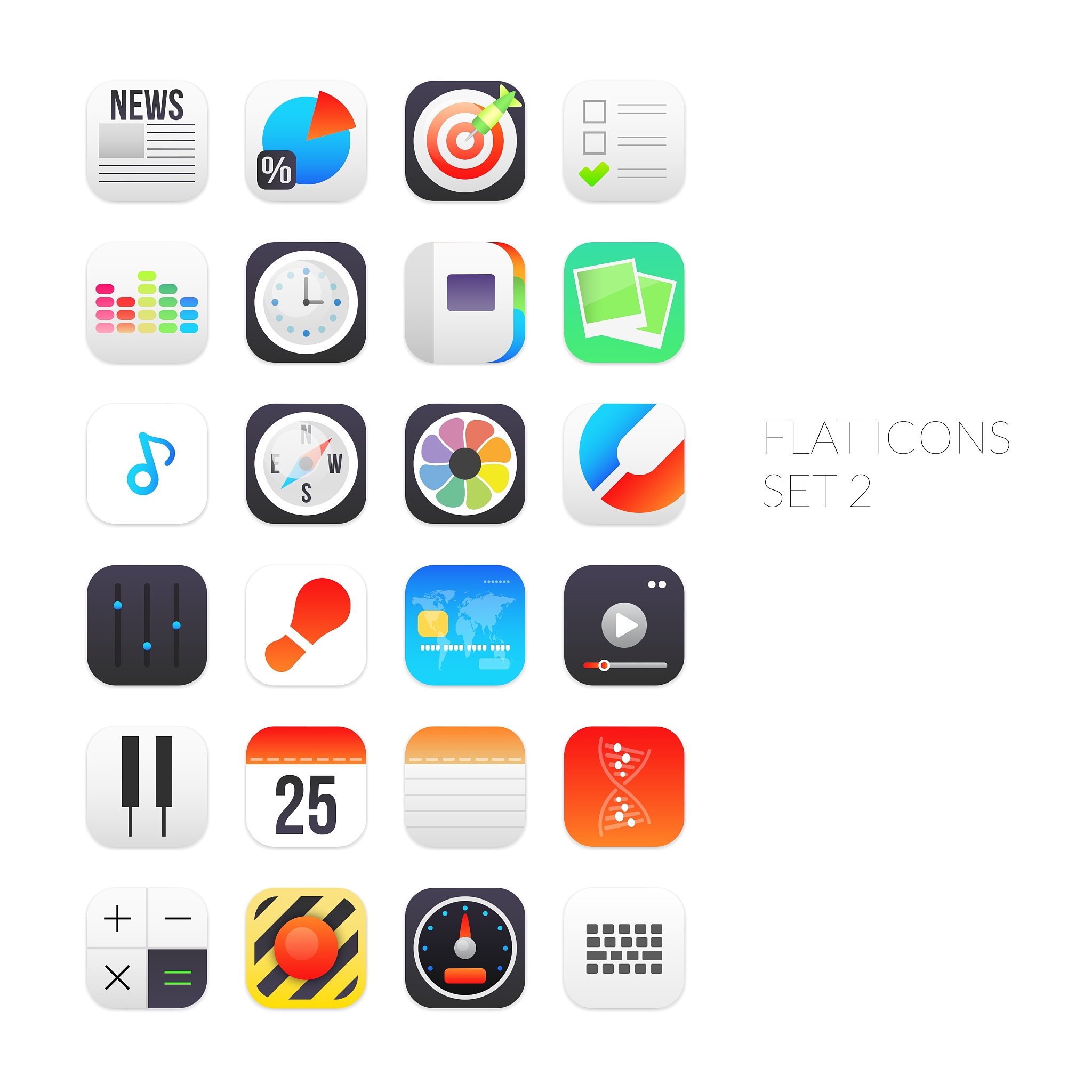 flat icons gradient style with rounded corners