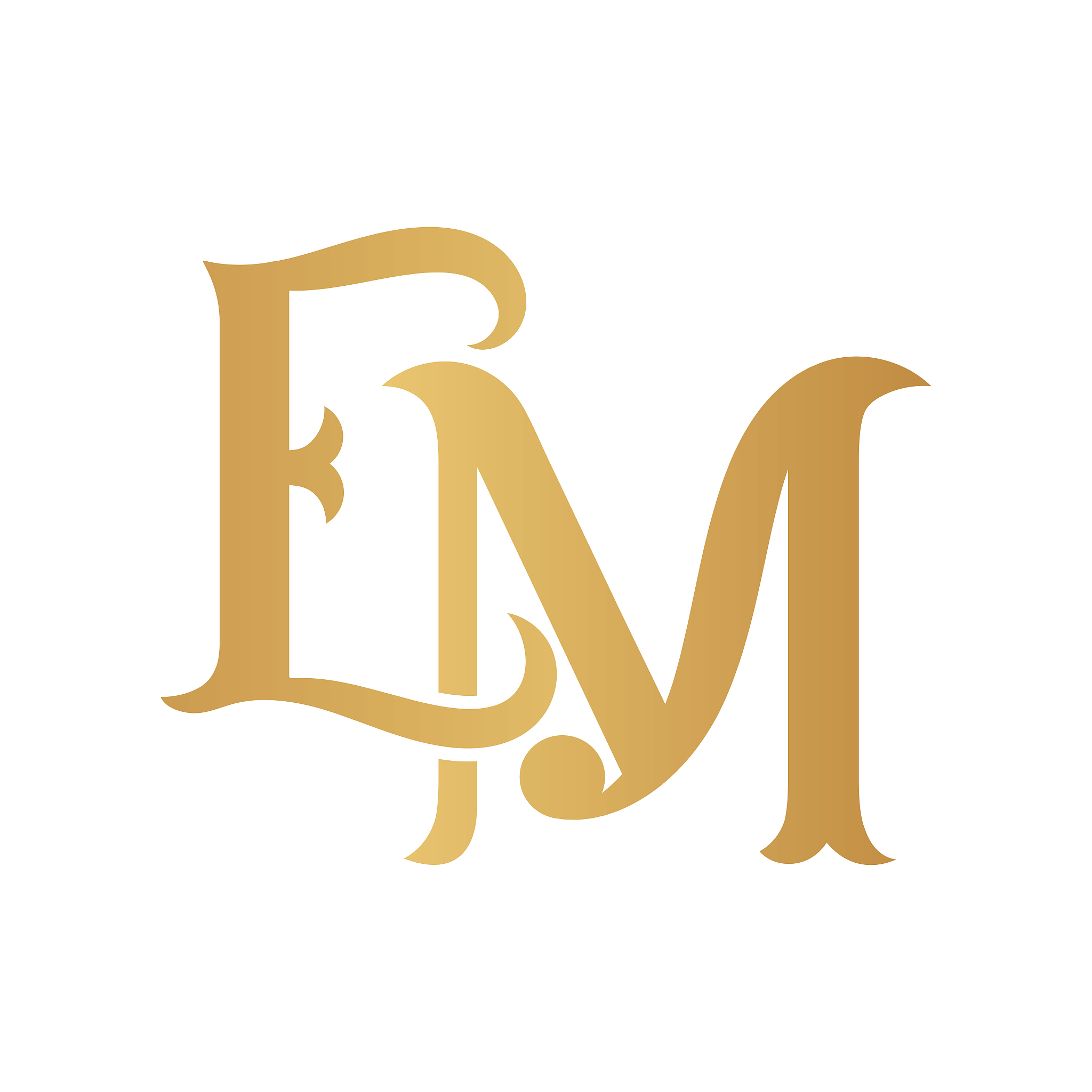 golden em monogram.