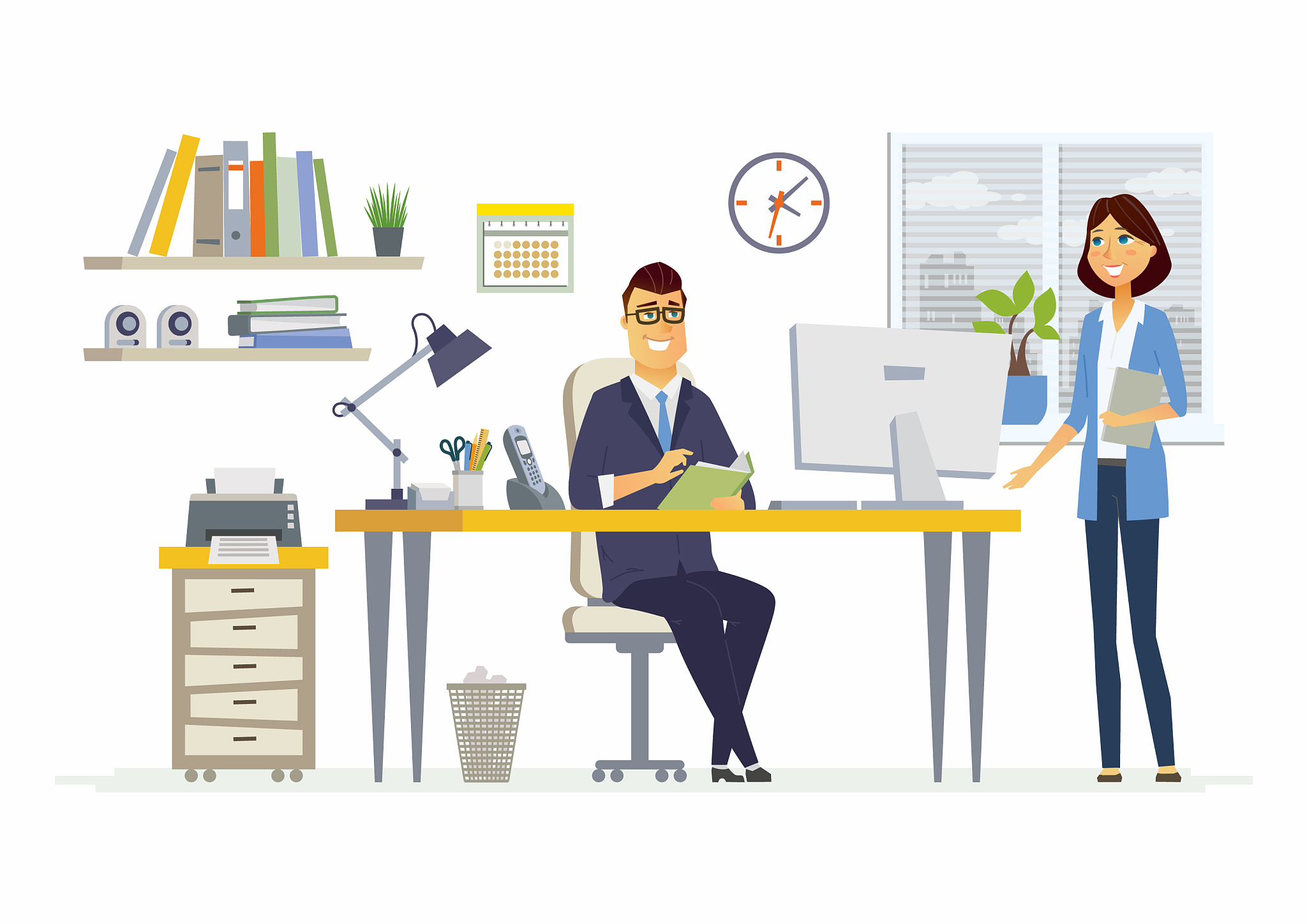 office meeting - modern cartoon business