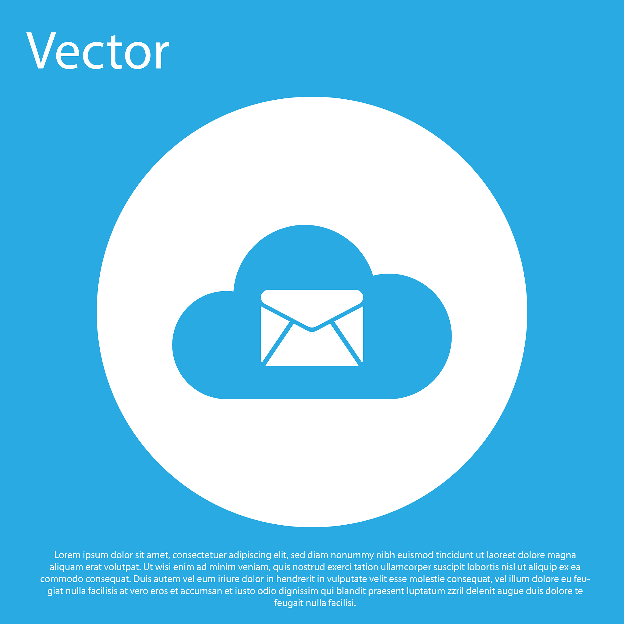 blue cloud mail server icon isolated on blue