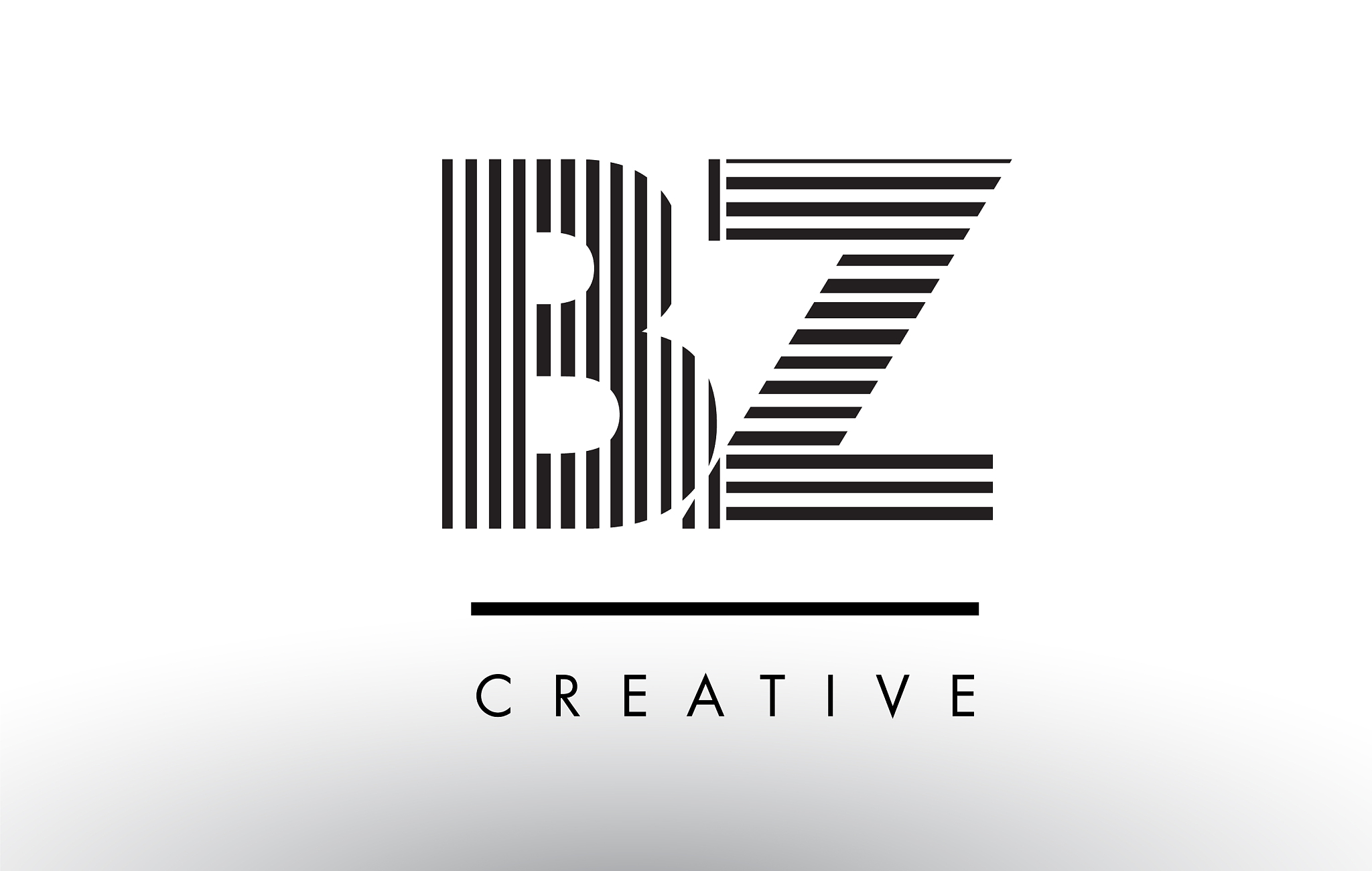 bz b z black and white lines letter logo design