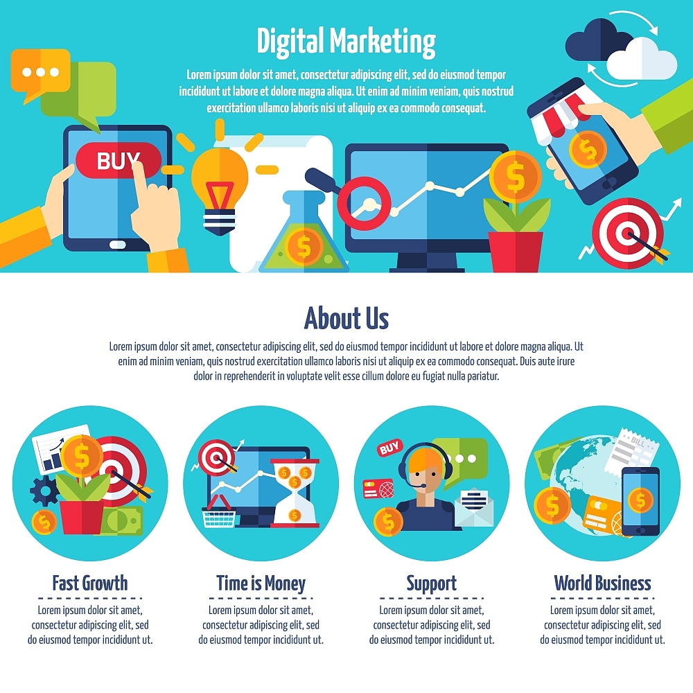 digital marketing web site. one page of digital marketing web si