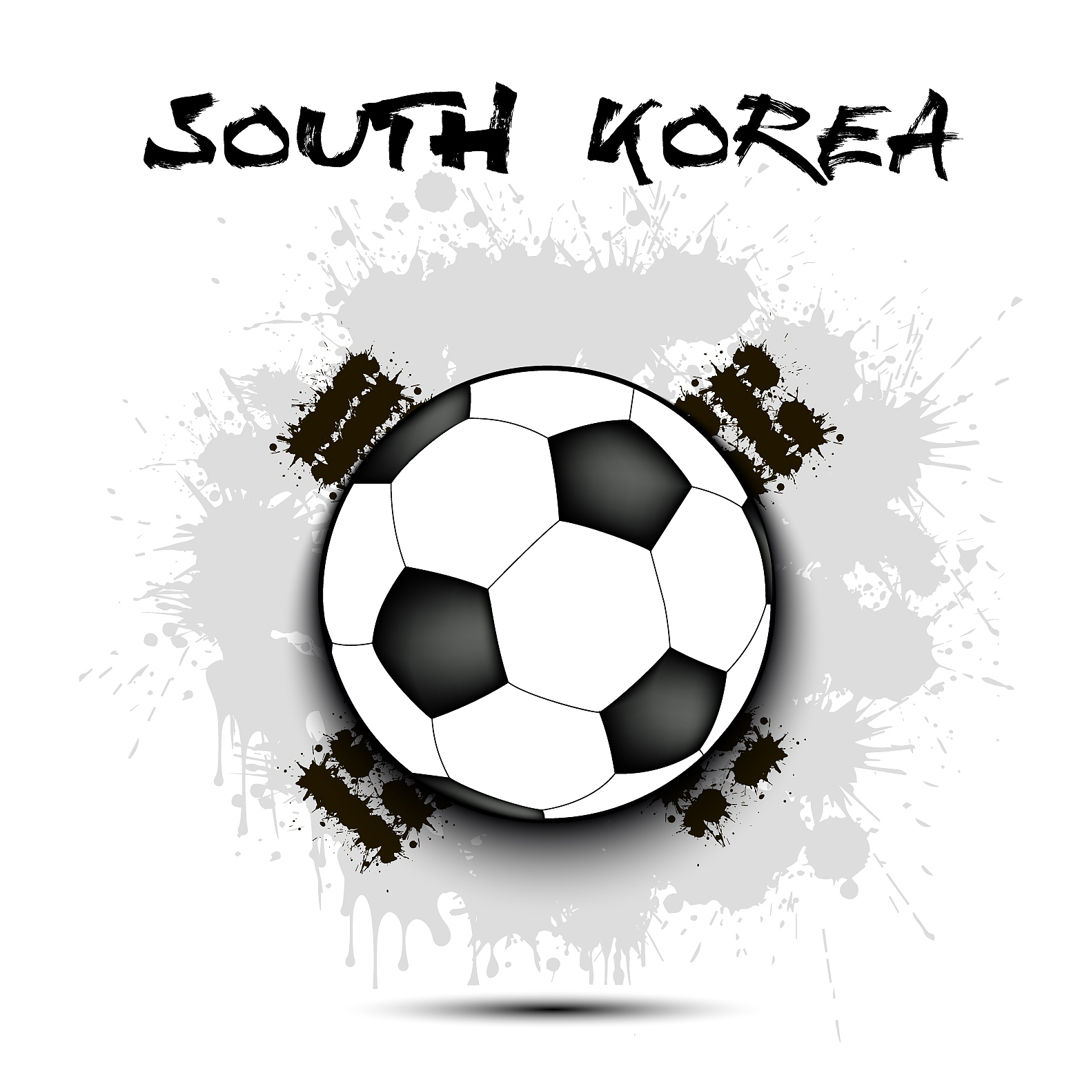 soccer ball and south korea flag