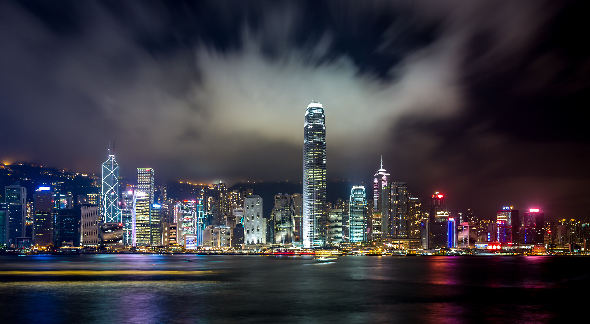city of hong kong at night