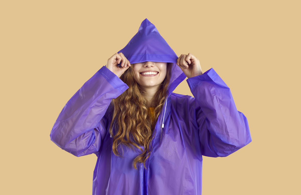 时尚女式雨衣外套，带帽成人印花口袋上衣 - 好评如潮！