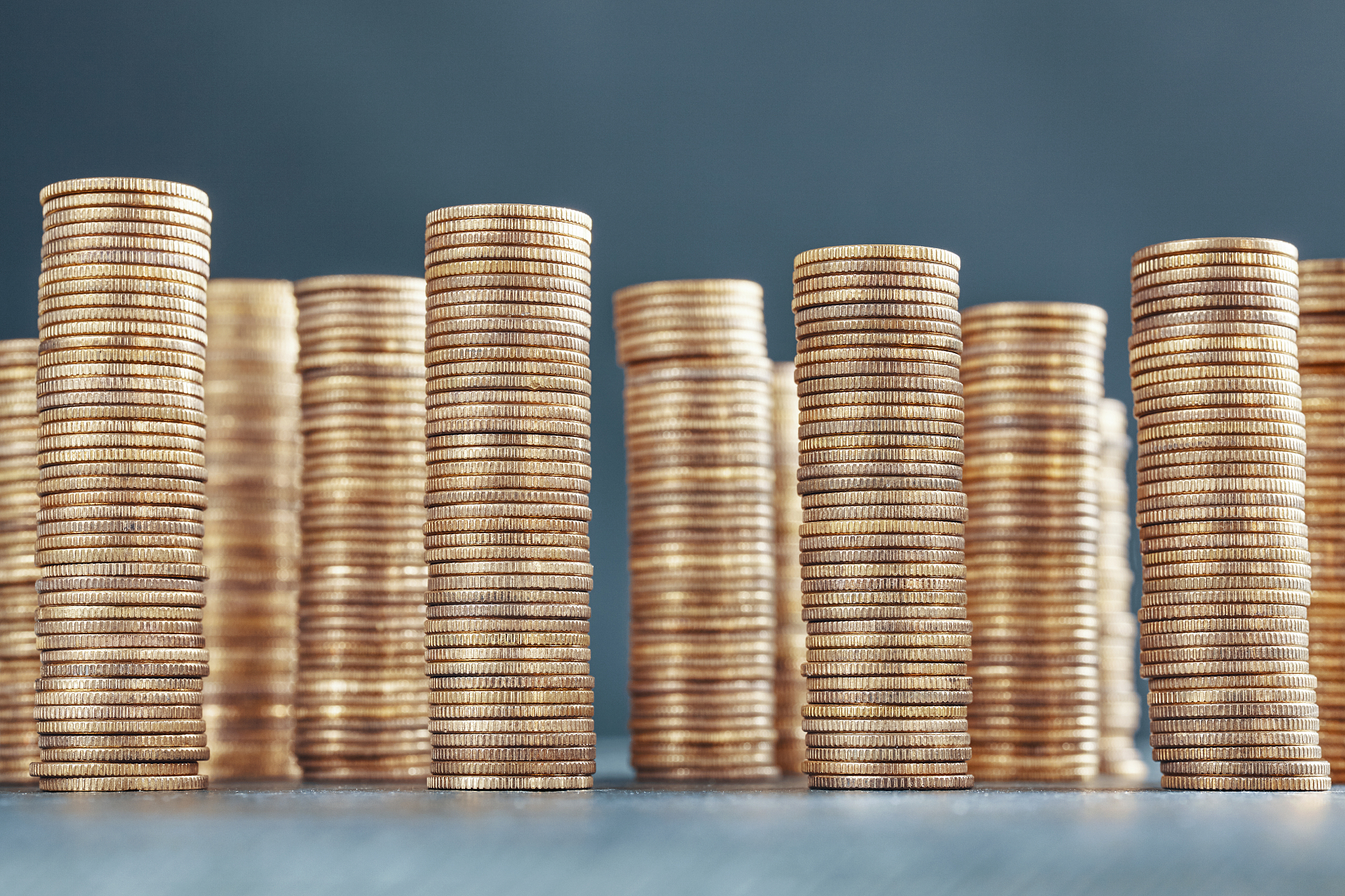 stacks of golden coins.