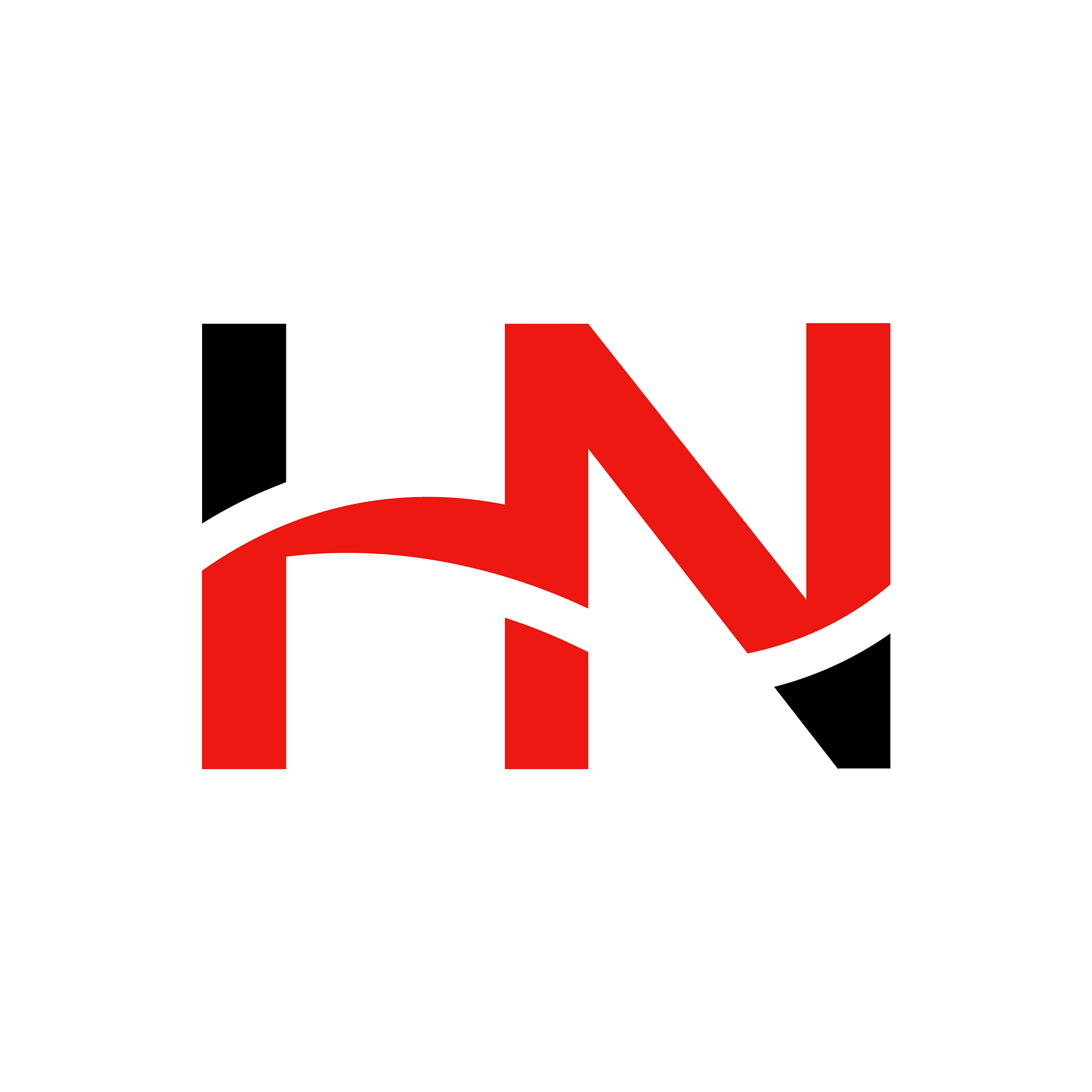 letter hn logo design linked template with red
